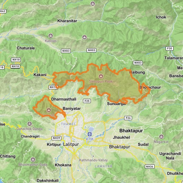 Shivapuri Nagarjun National Park mobile static map