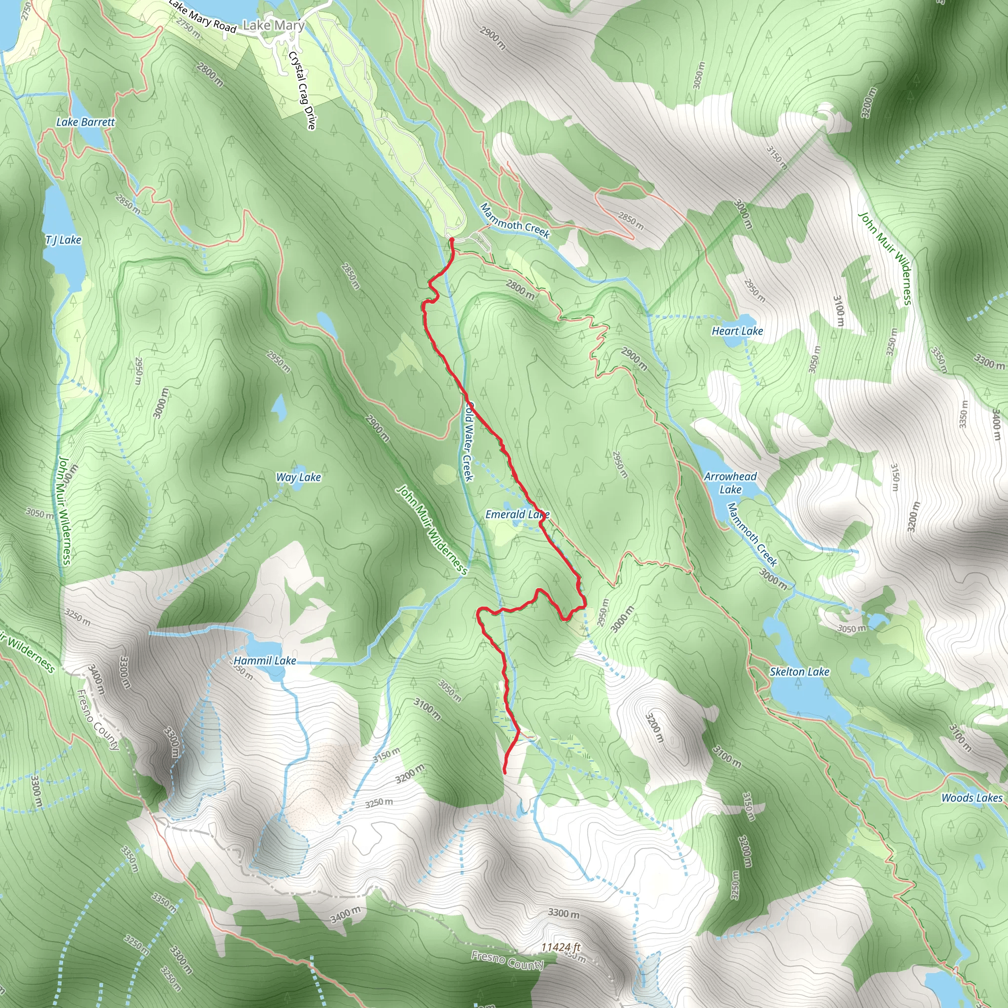 Sky Meadows via Emerald Lake Trail mobile static map