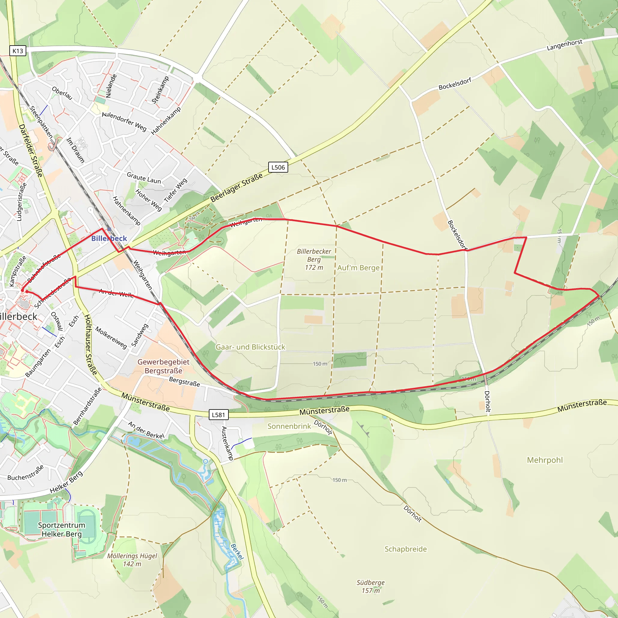 Billerbeck Rundweg B2 and B4 mobile static map