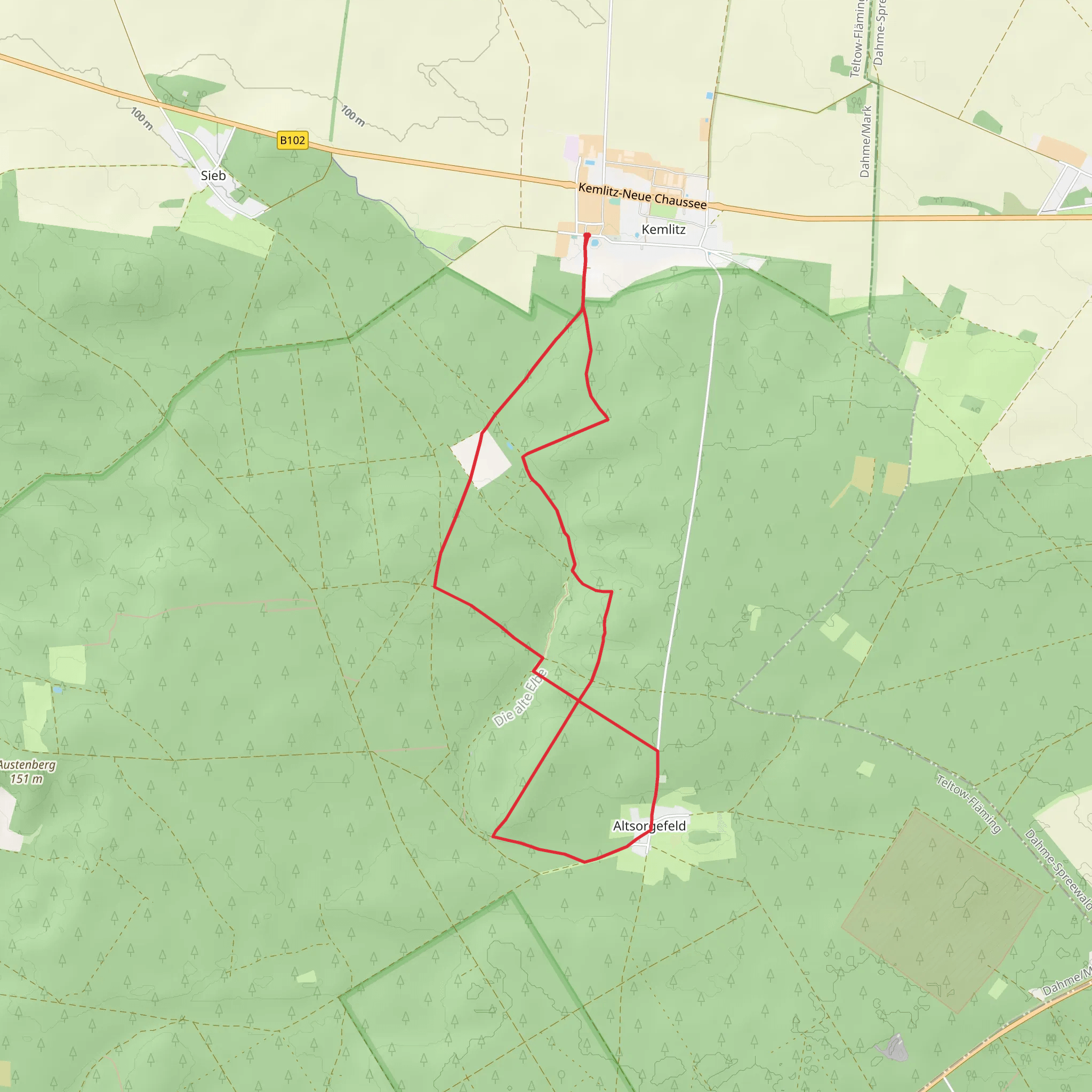 Kemlitz to Altsorgefeld Loop mobile static map