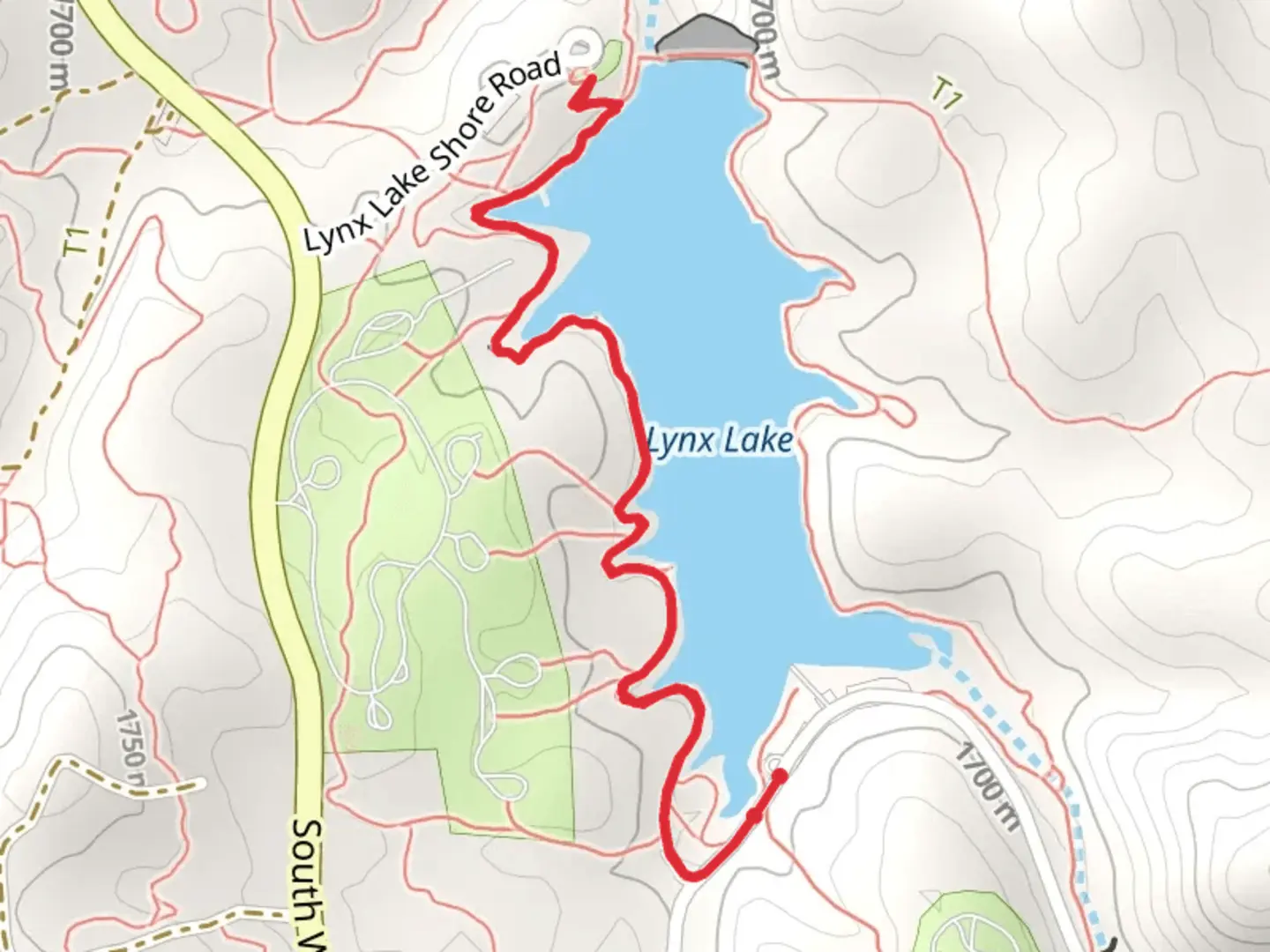 An image depicting the trail Lynx Lake Recreation Trail and its surrounding area.