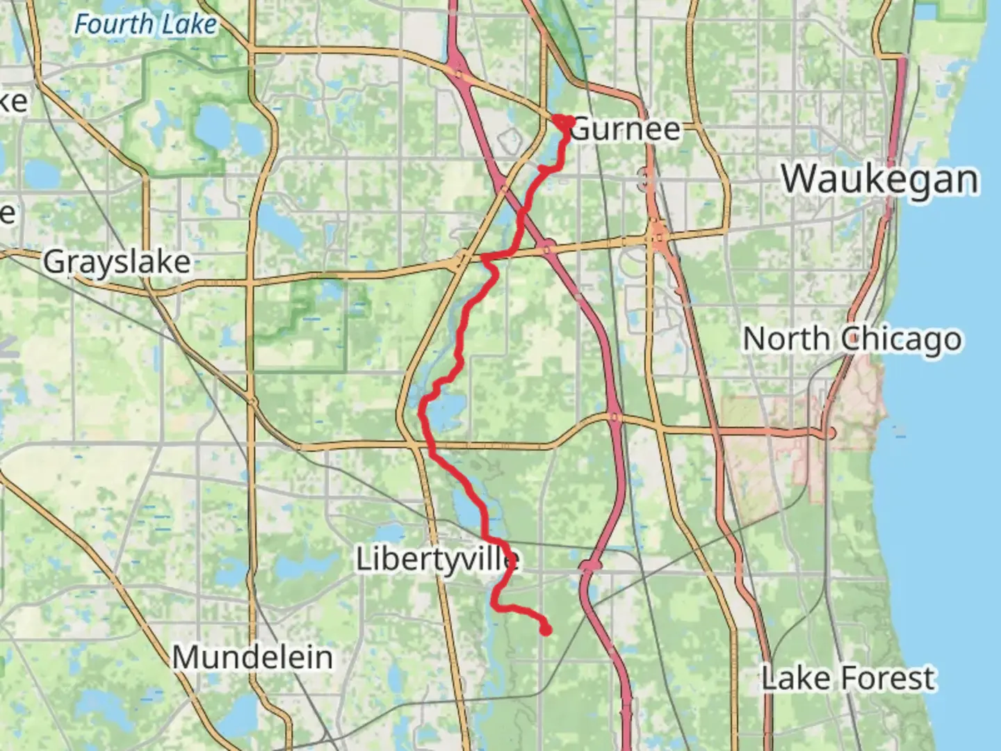 An image depicting the trail Des Plaines River Trail - Gurnee and its surrounding area.