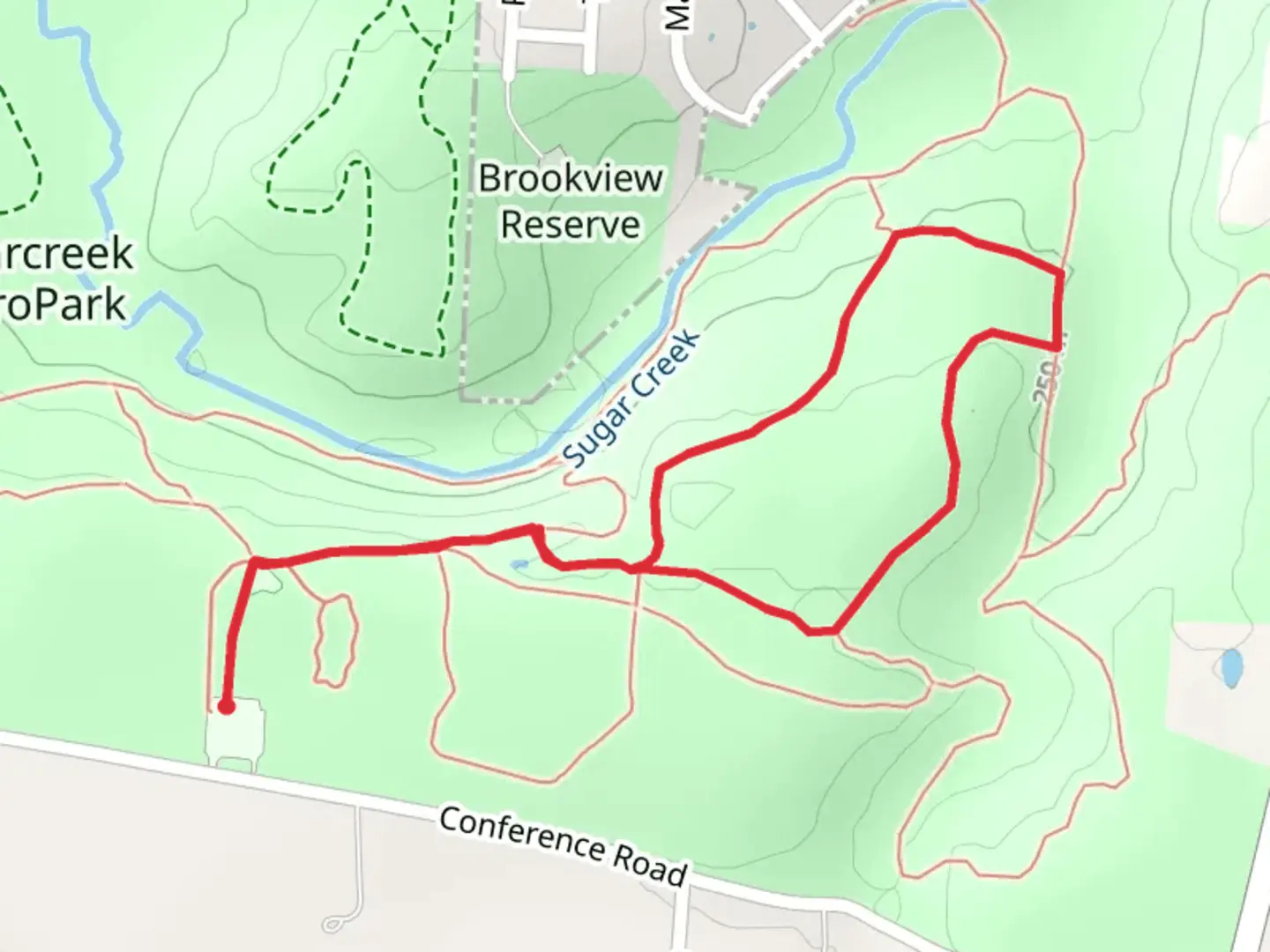 An image depicting the trail Sugarcreek Metro Park Paved Trail and Sugarcreek MetroPark Orange Loop Trail and its surrounding area.