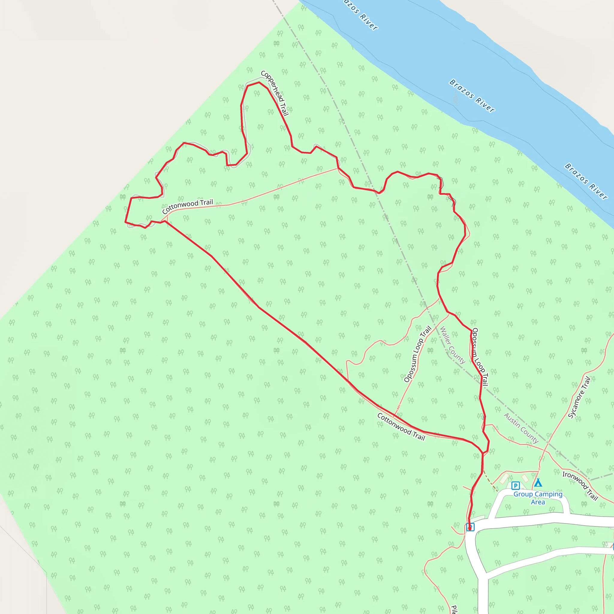 Stephen F Austin State Park Loop - Brazos River mobile static map