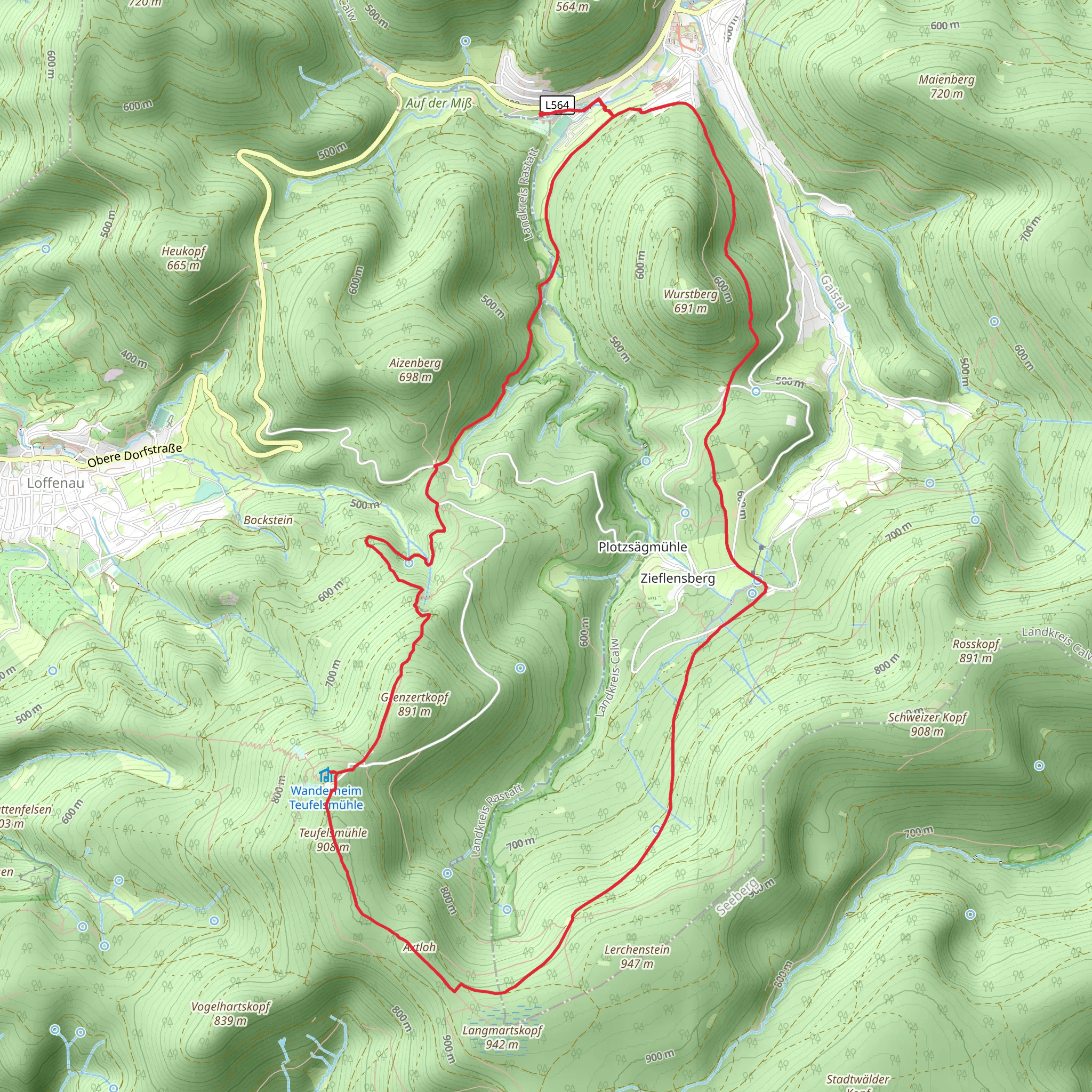 Teufelsmuhle Loop - Bad Herrenalb mobile static map