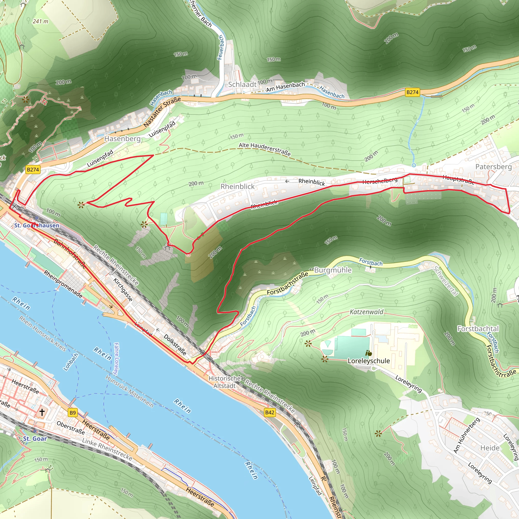 Rheinblick and Rheinsteig Loreley-Extratour Loop mobile static map