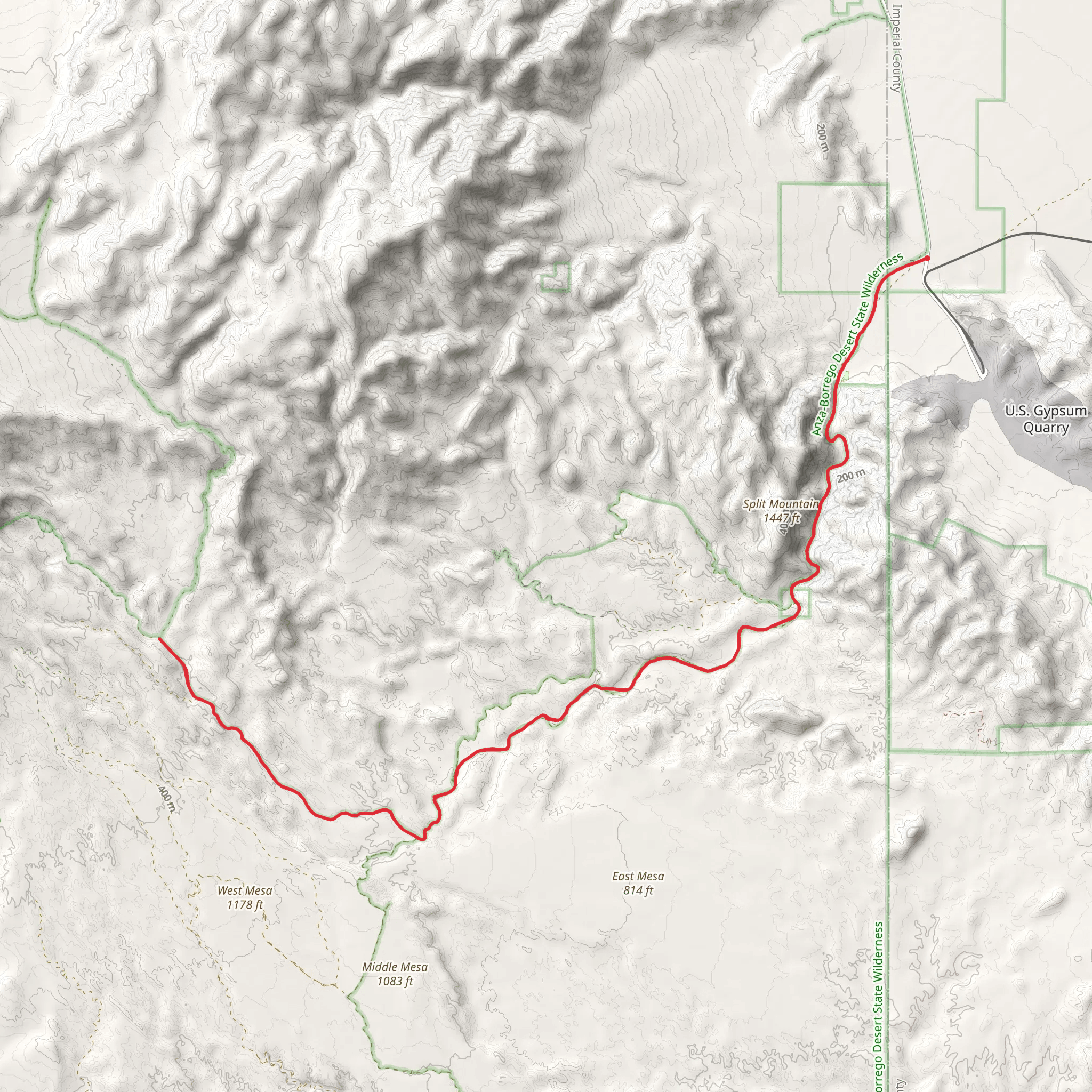 Fish Creek Wash Trail mobile static map