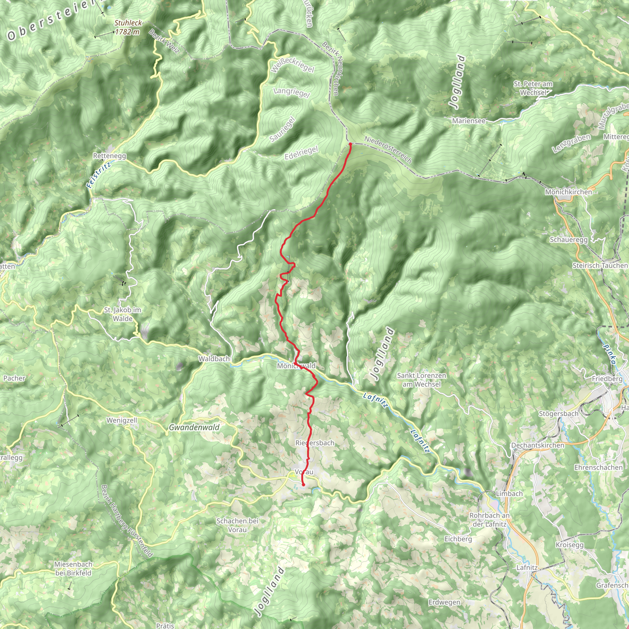 Vorau to Hochwechsel mobile static map