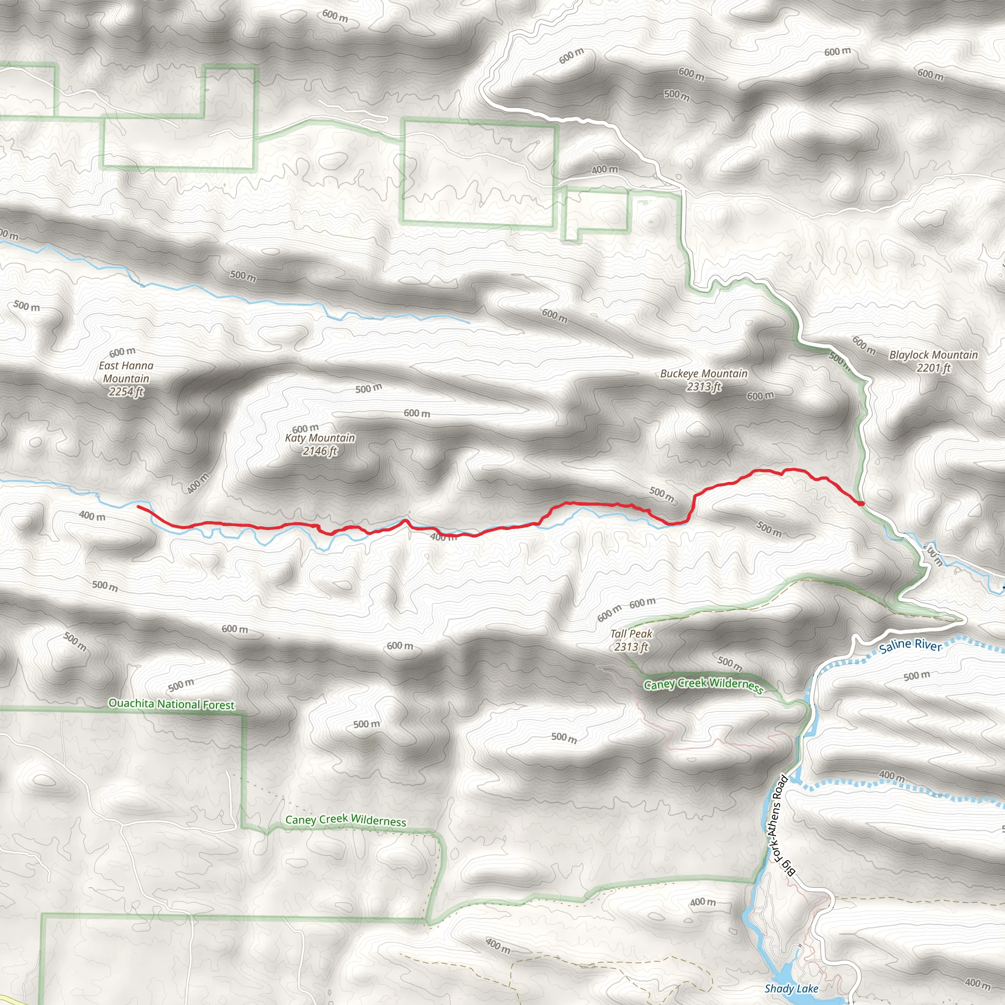 East Caney Creek Trail mobile static map