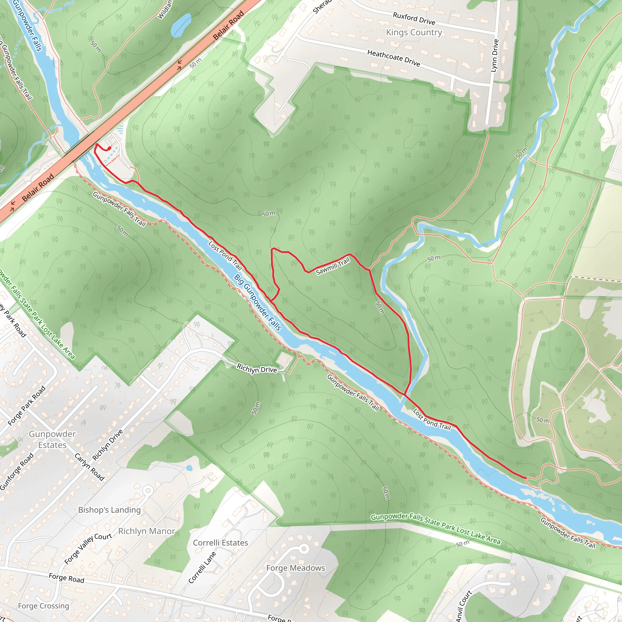 Lost Pond and Sawmill Trail mobile static map