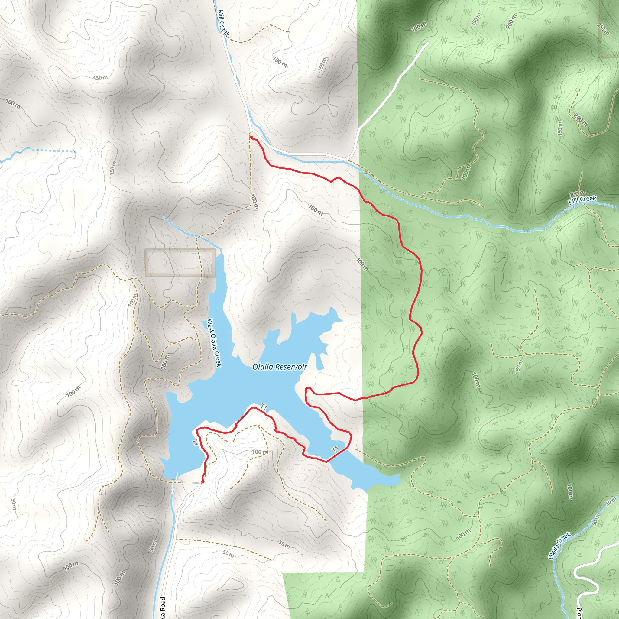 Olalla Reservoir Trail mobile static map