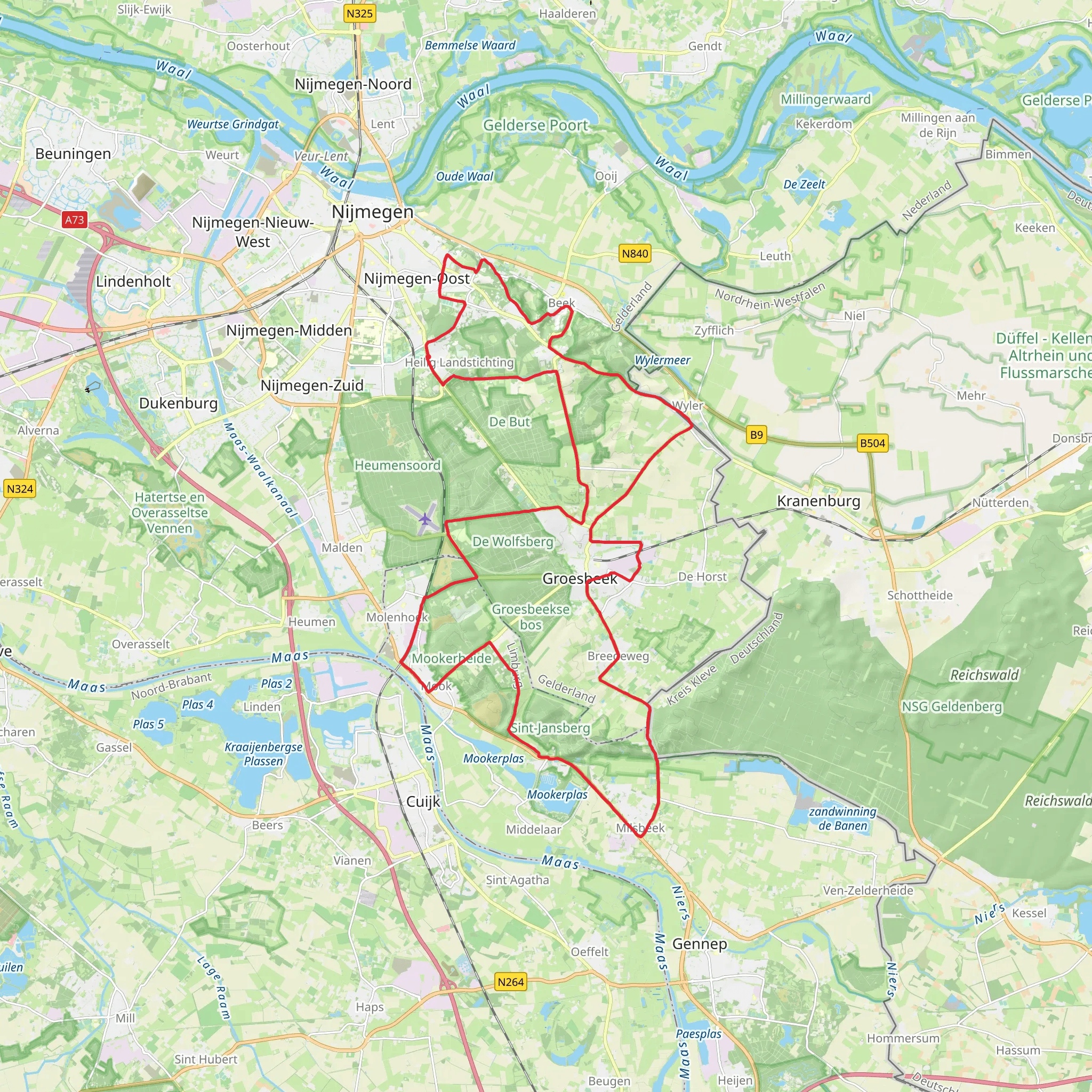 Zevenheuvelenweg, Maldensebaan, Lindenlaan and Wylerbaan Loop mobile static map