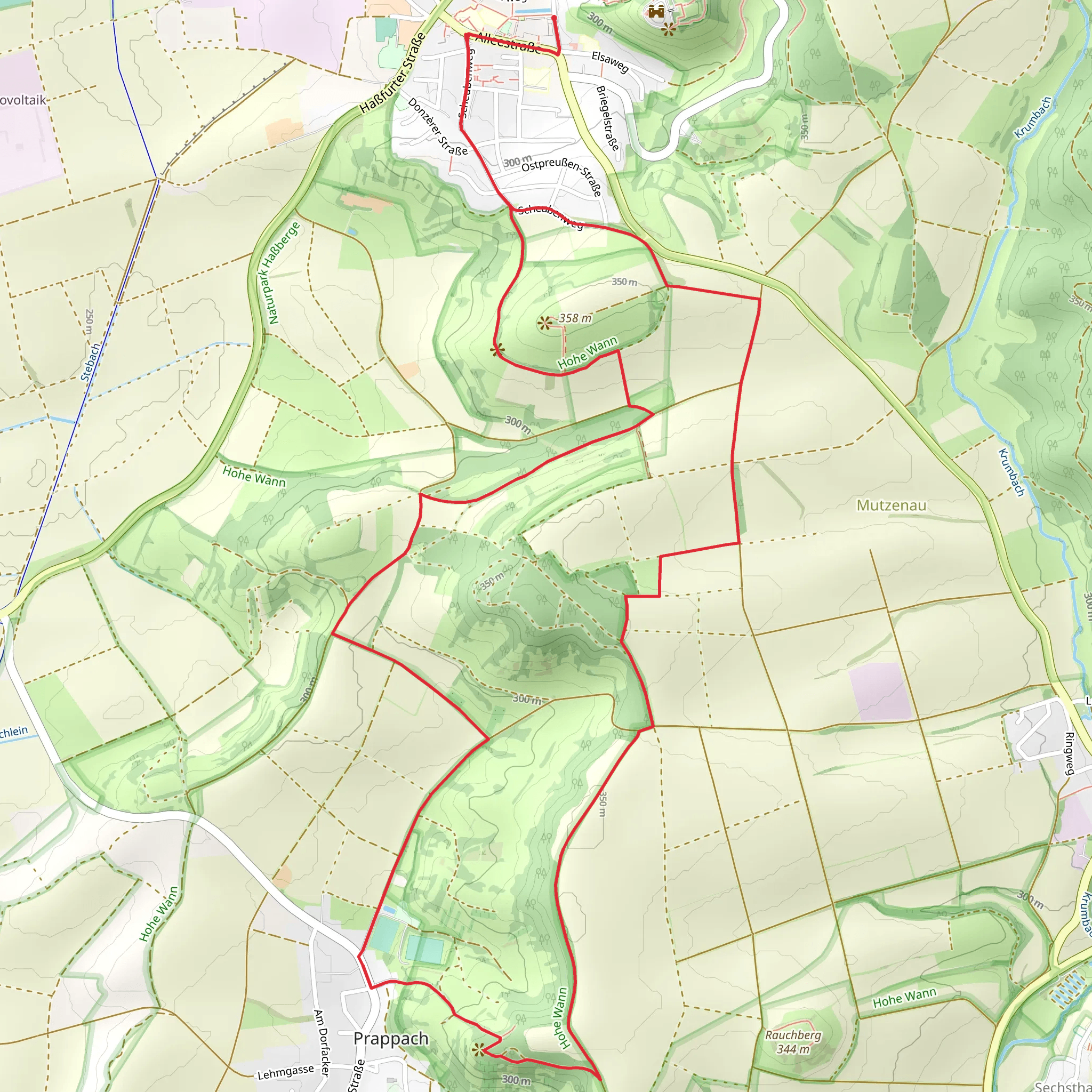 Hirschkaeferweg Koenigsberg and Kelten Erlebnisweg mobile static map