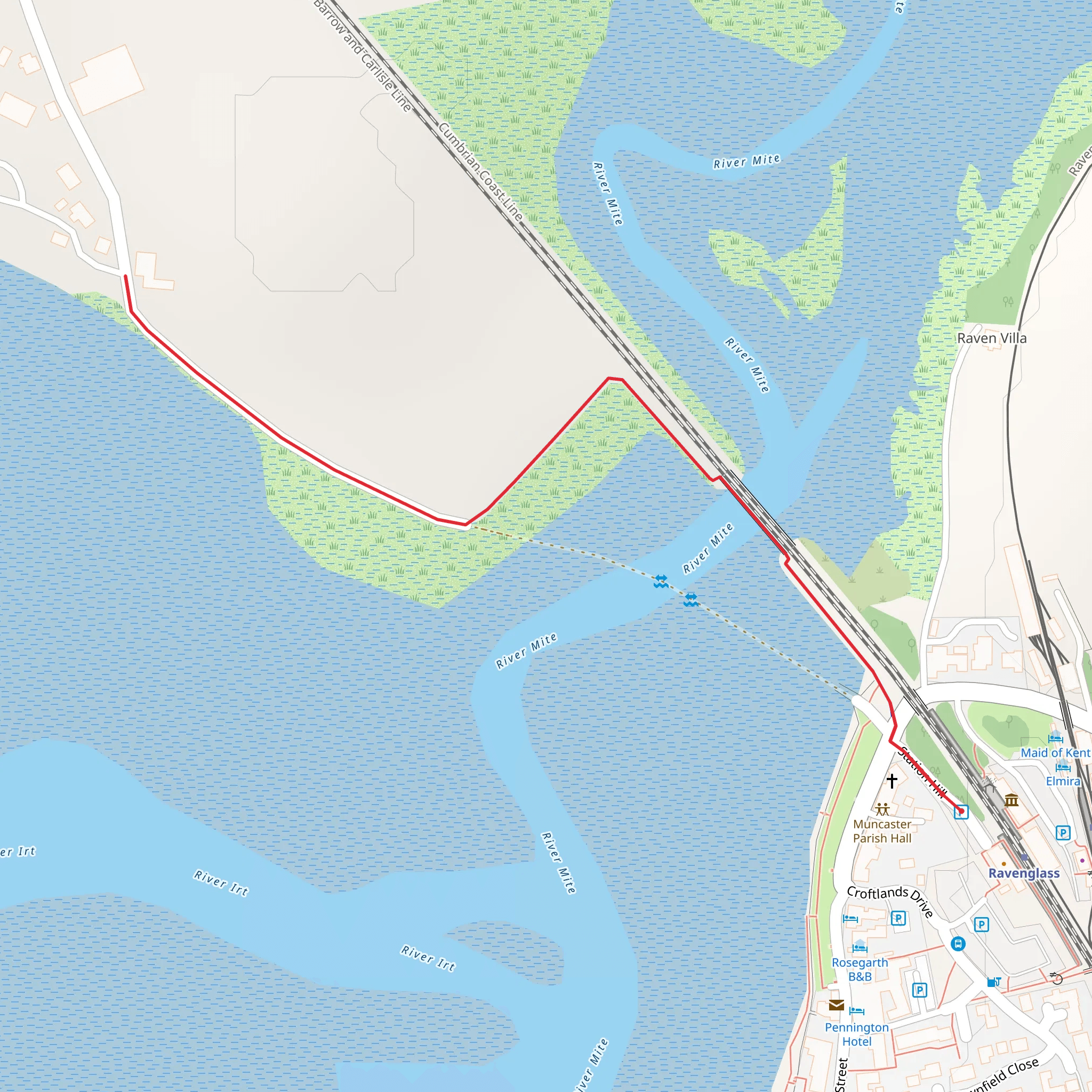 Ravenglass to Saltcoats via River Mite mobile static map