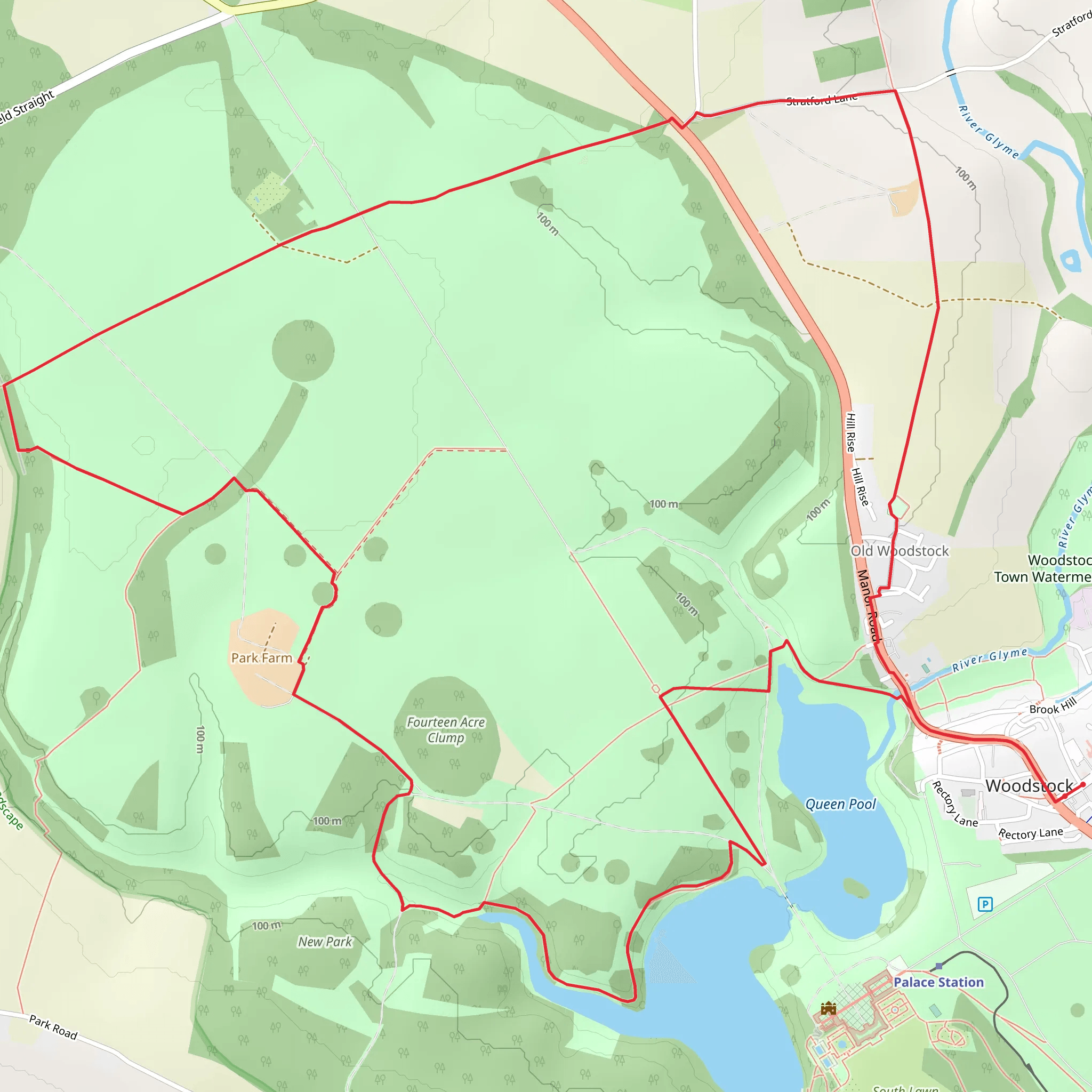 Blenheim Palace Great Park from Woodstock mobile static map