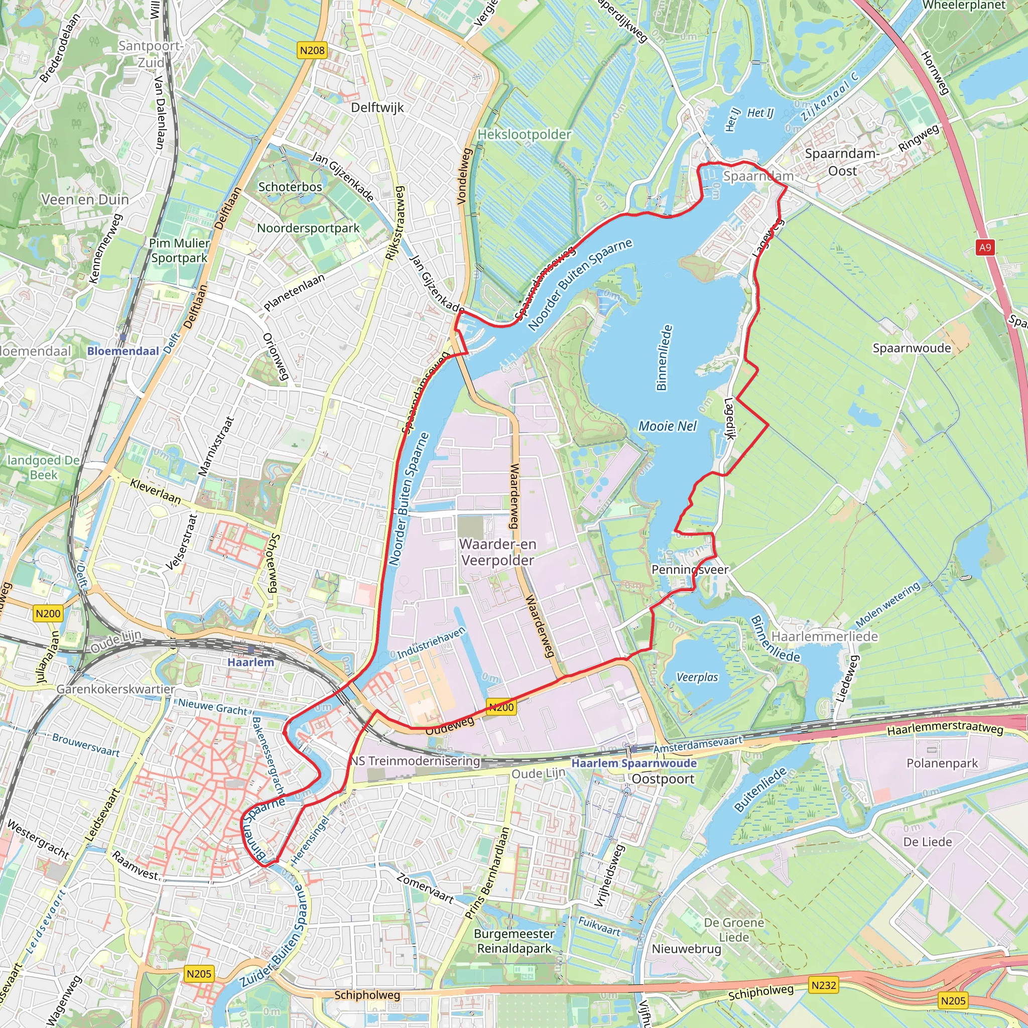 Binnen Spaarne, Mooie Nel and Binnenliede Loop mobile static map