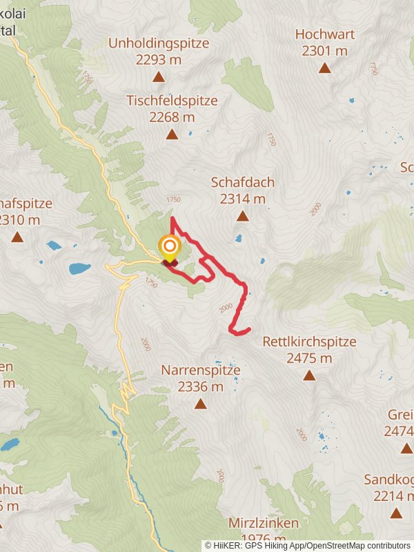 Hochstubofen Peak from Erzherzog Johann Hütte mobile static map