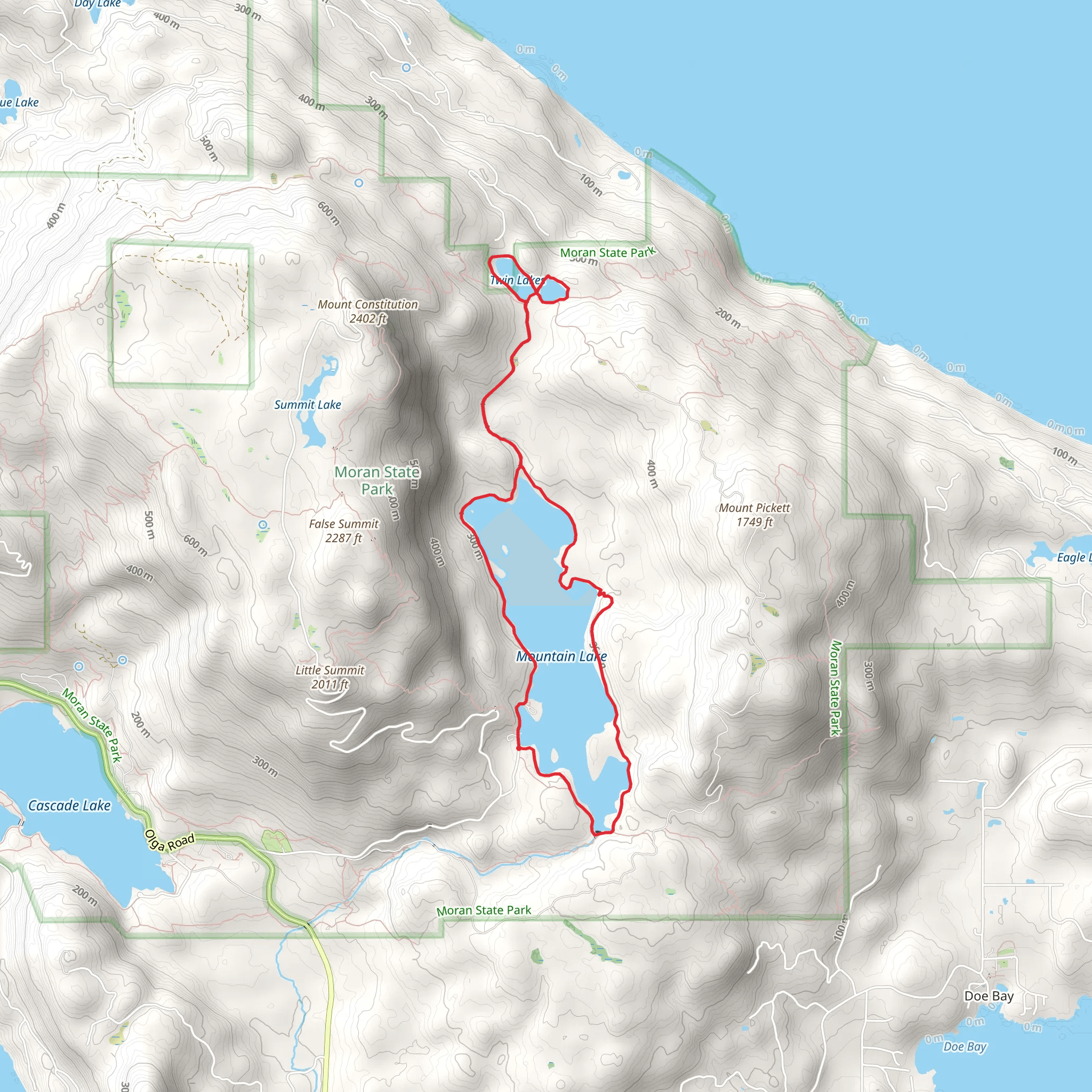 Mountain Lake and Twin Lakes Loop Trail mobile static map