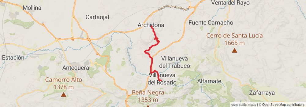 GR 249 Gran Senda de Málaga stage 14 Map