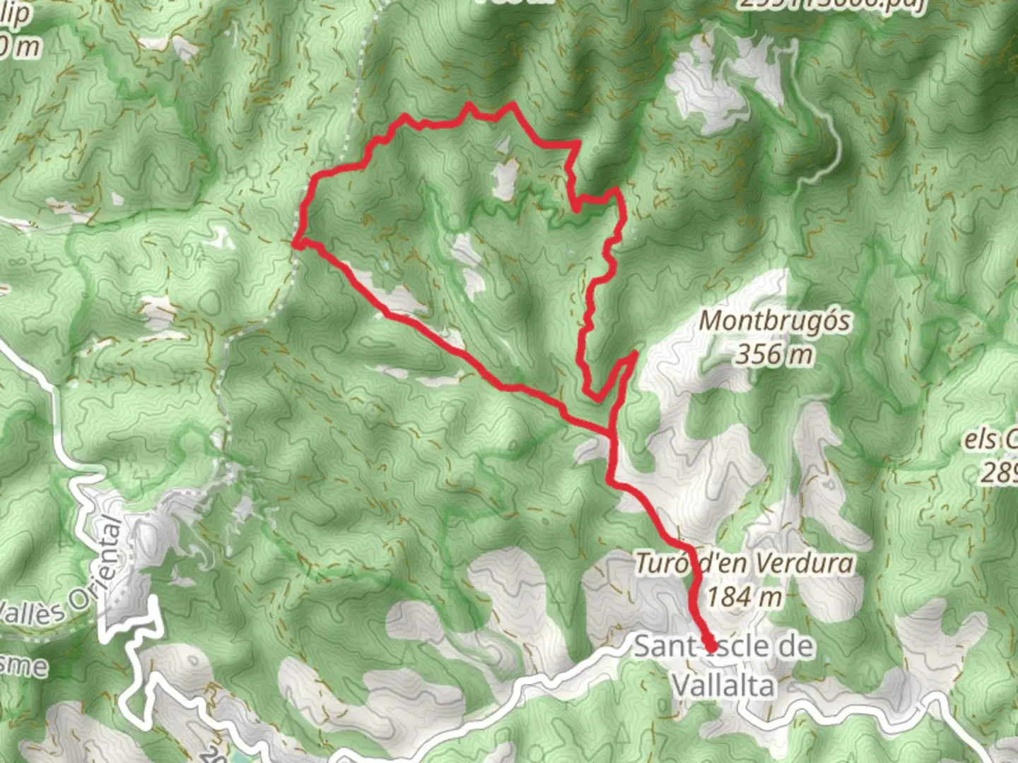 An image depicting the trail The Pla de Forcs SL C 105 and its surrounding area.