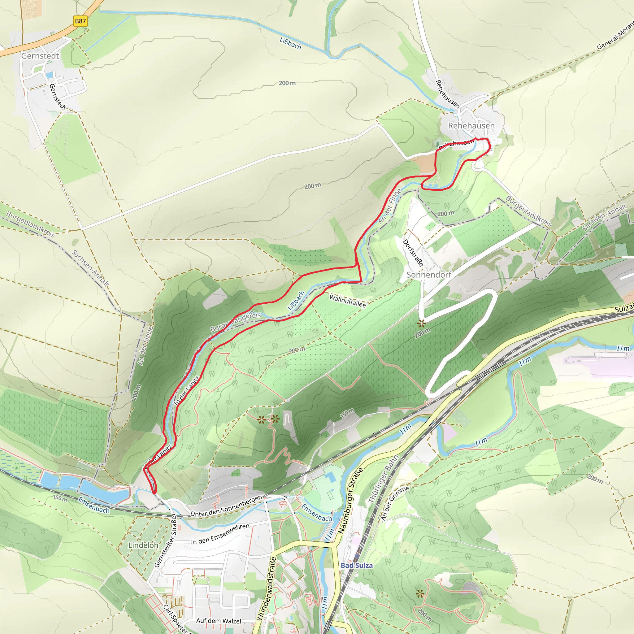 River Lißbach Streamside Loop - Rehehausen mobile static map
