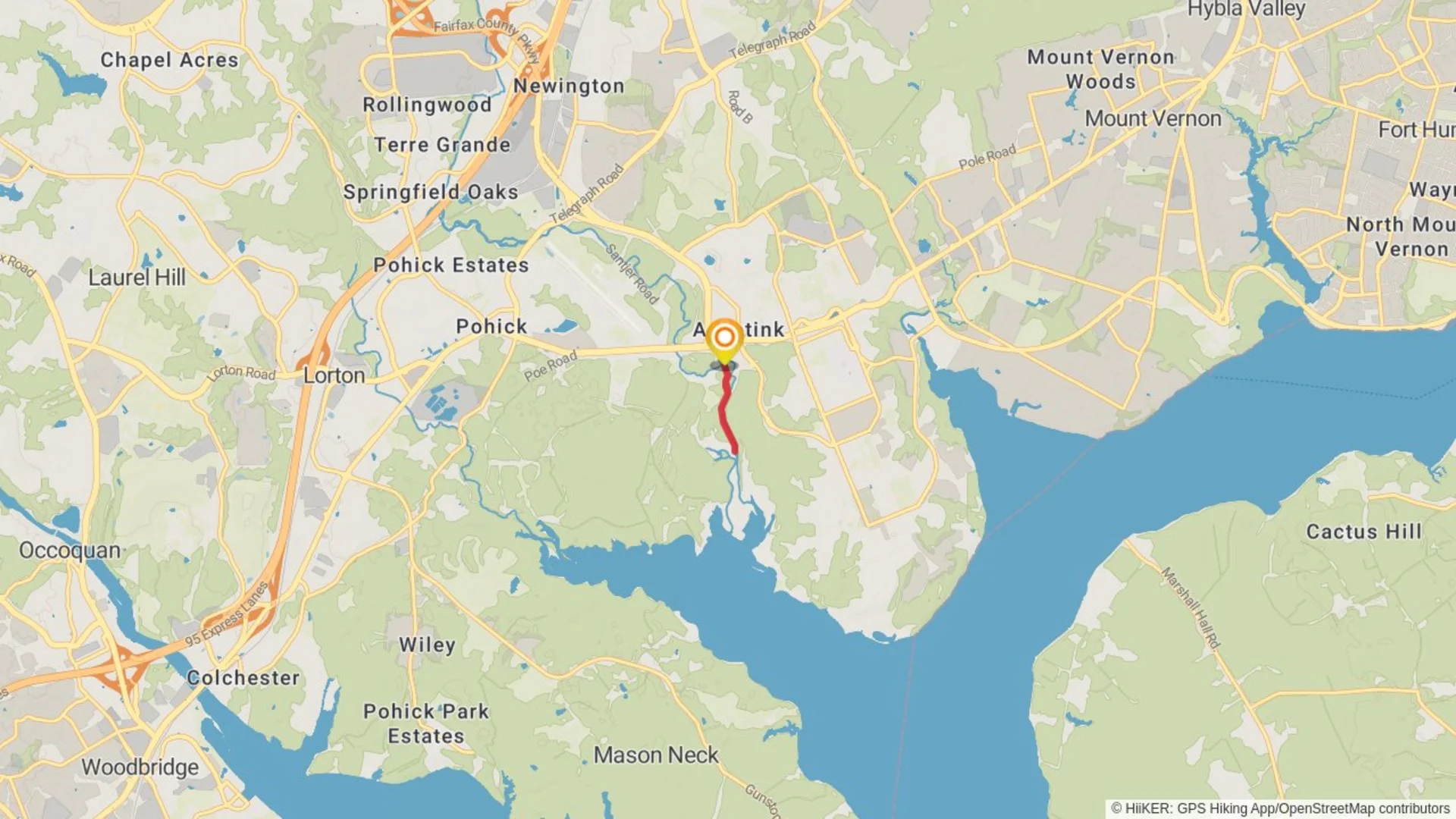 An image depicting the trail Accotink Creek Trail and its surrounding area.