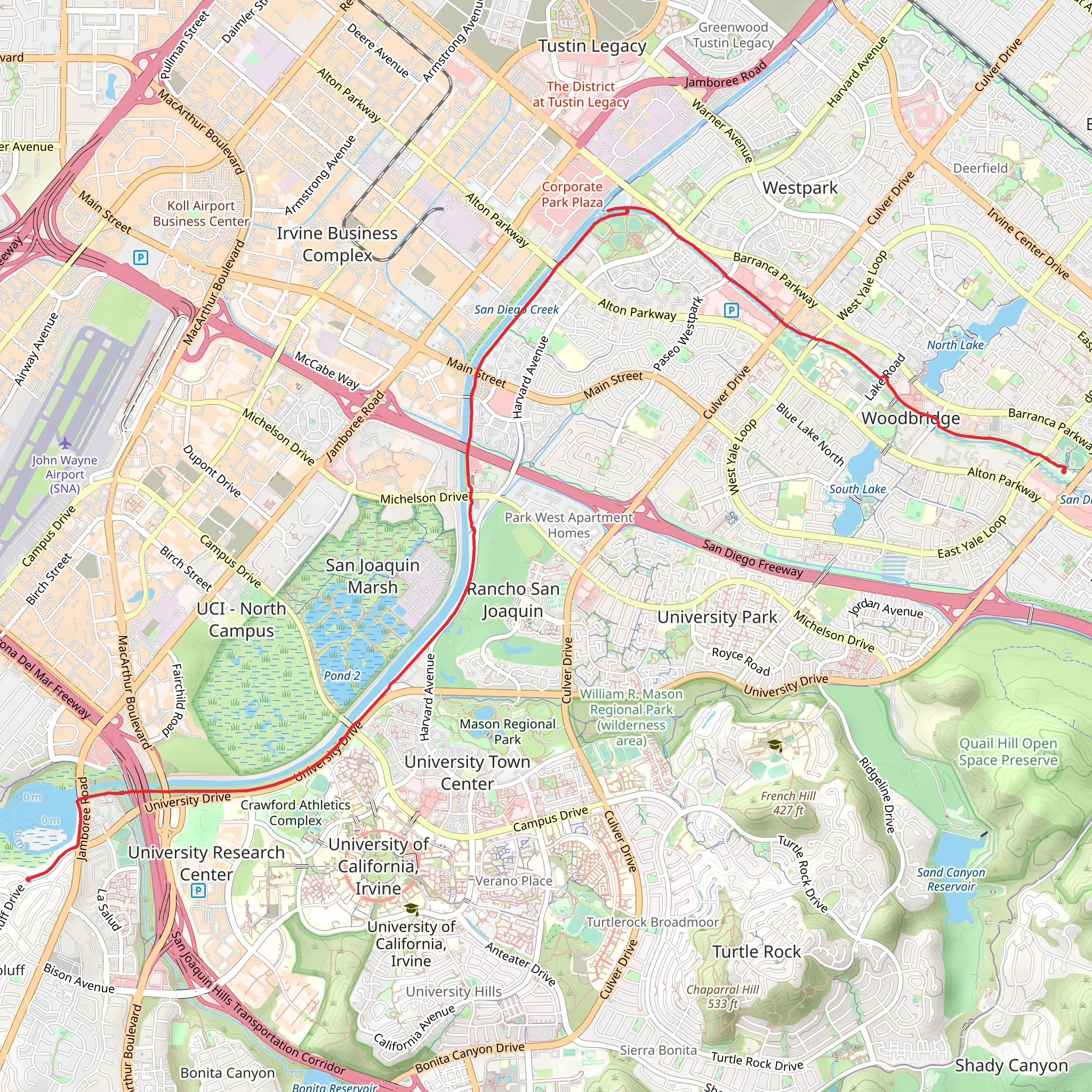 San Diego Creek Trail mobile static map