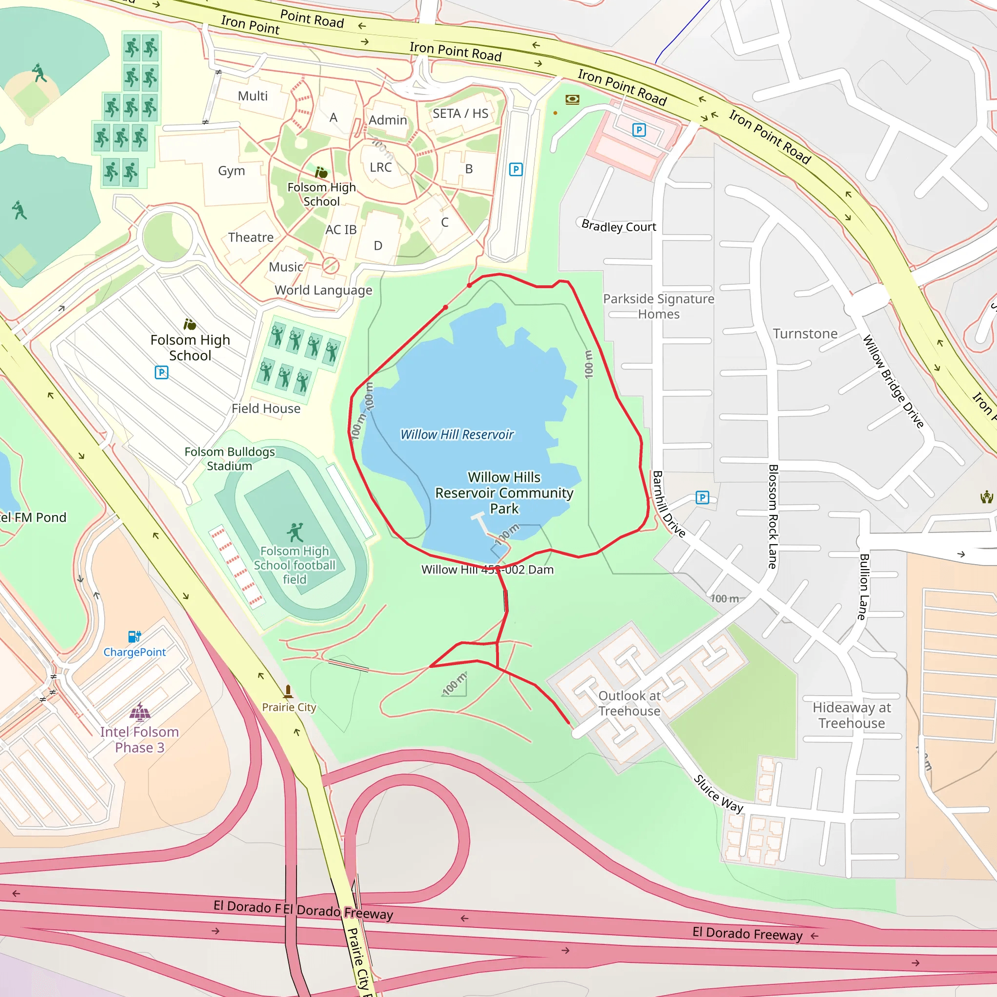 Willow Hills Reservoir Community Park Loop mobile static map