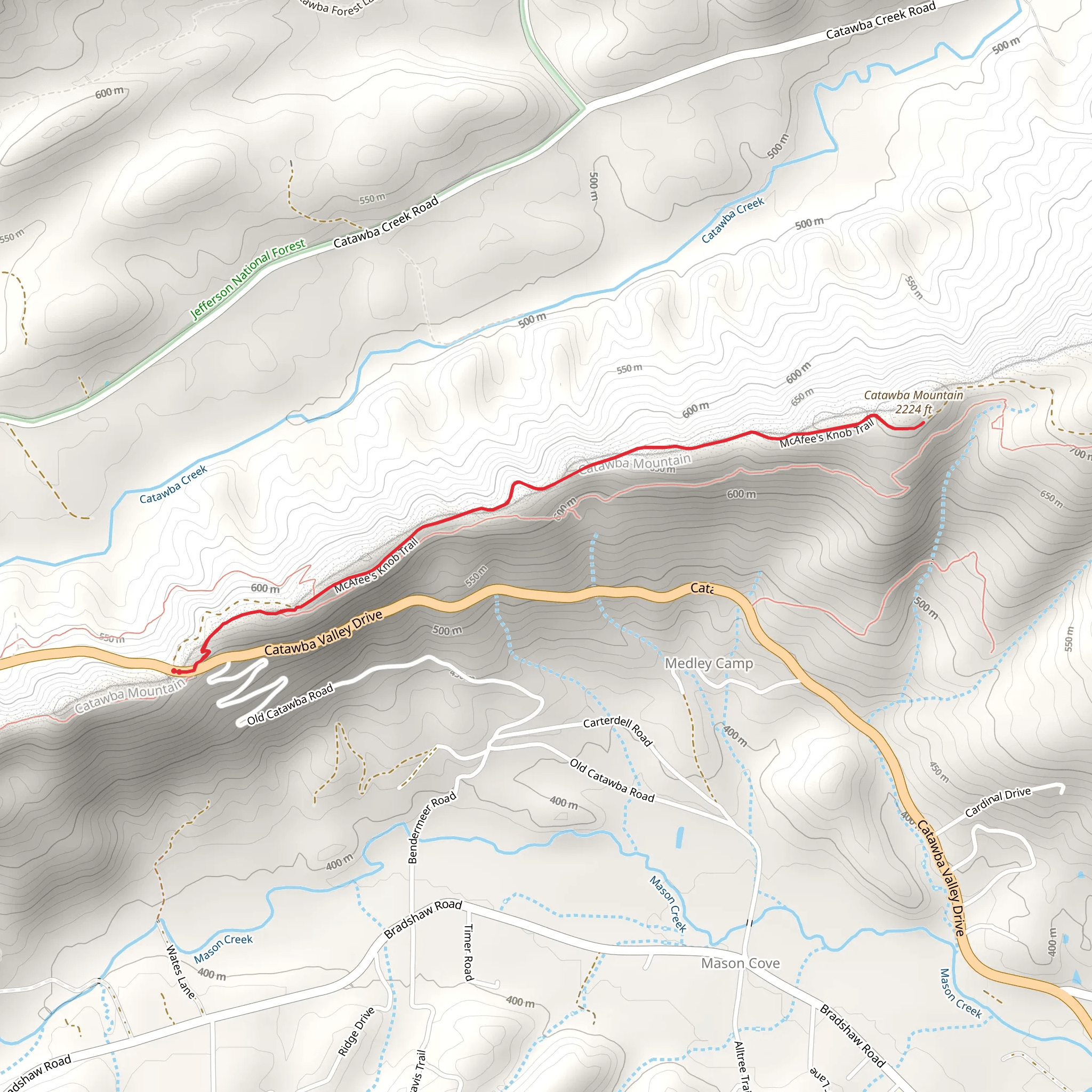 Catawba Mountain mobile static map