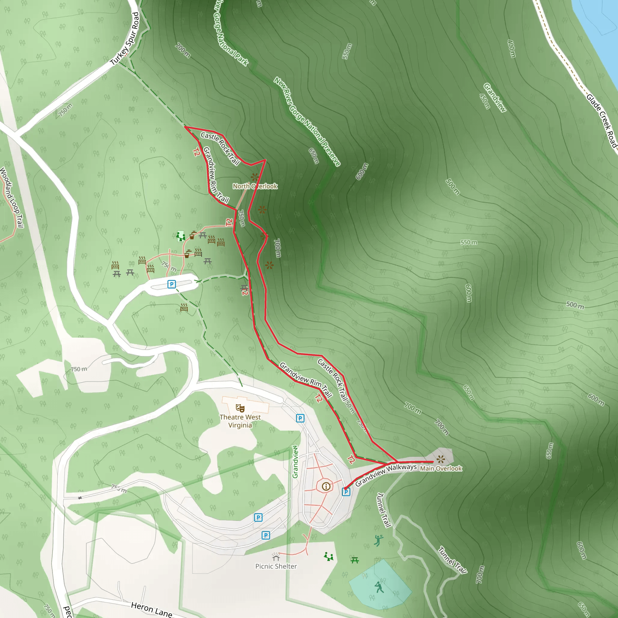 Castle Rock and Grandview Rim Loop Trail mobile static map