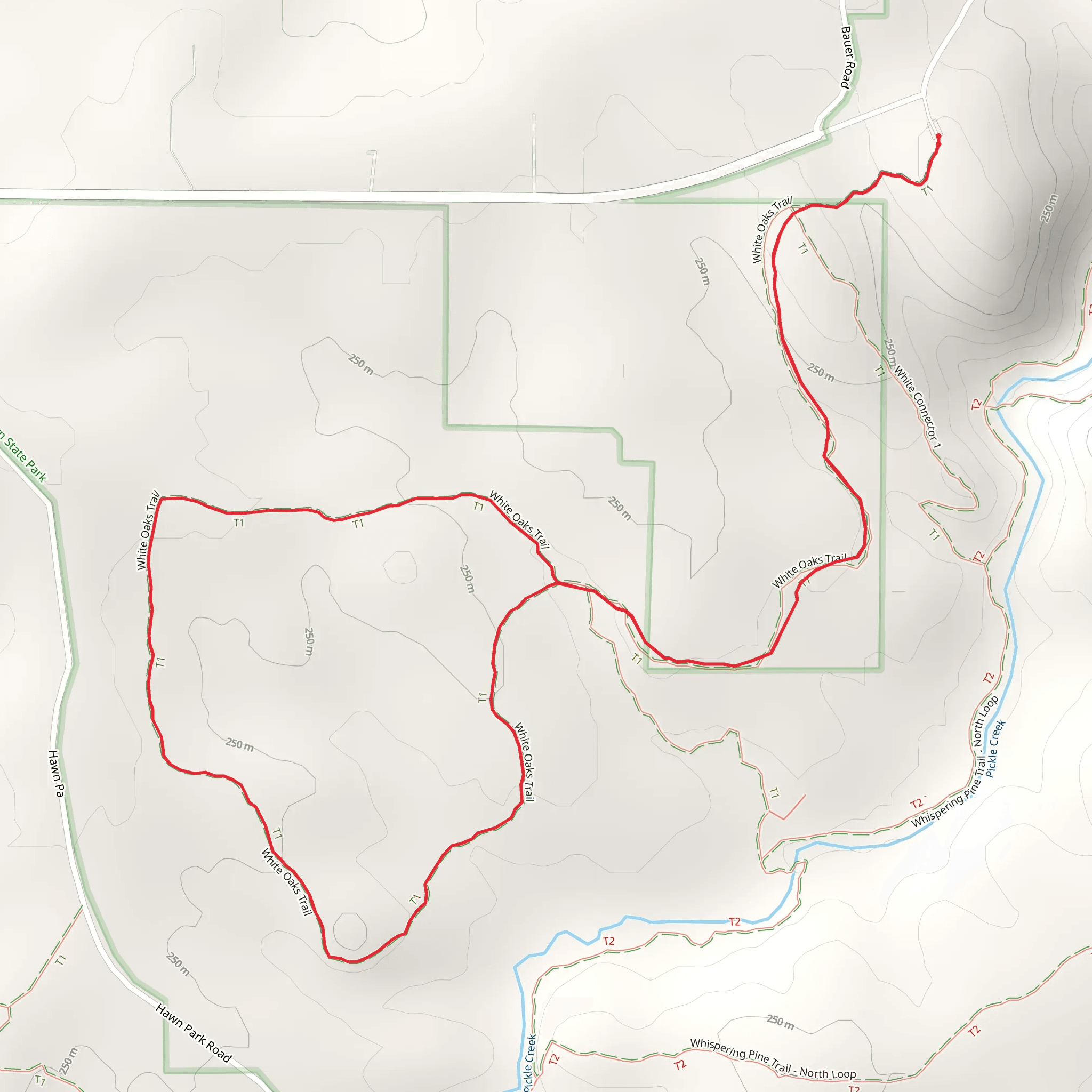 White Oaks Loop Trail mobile static map