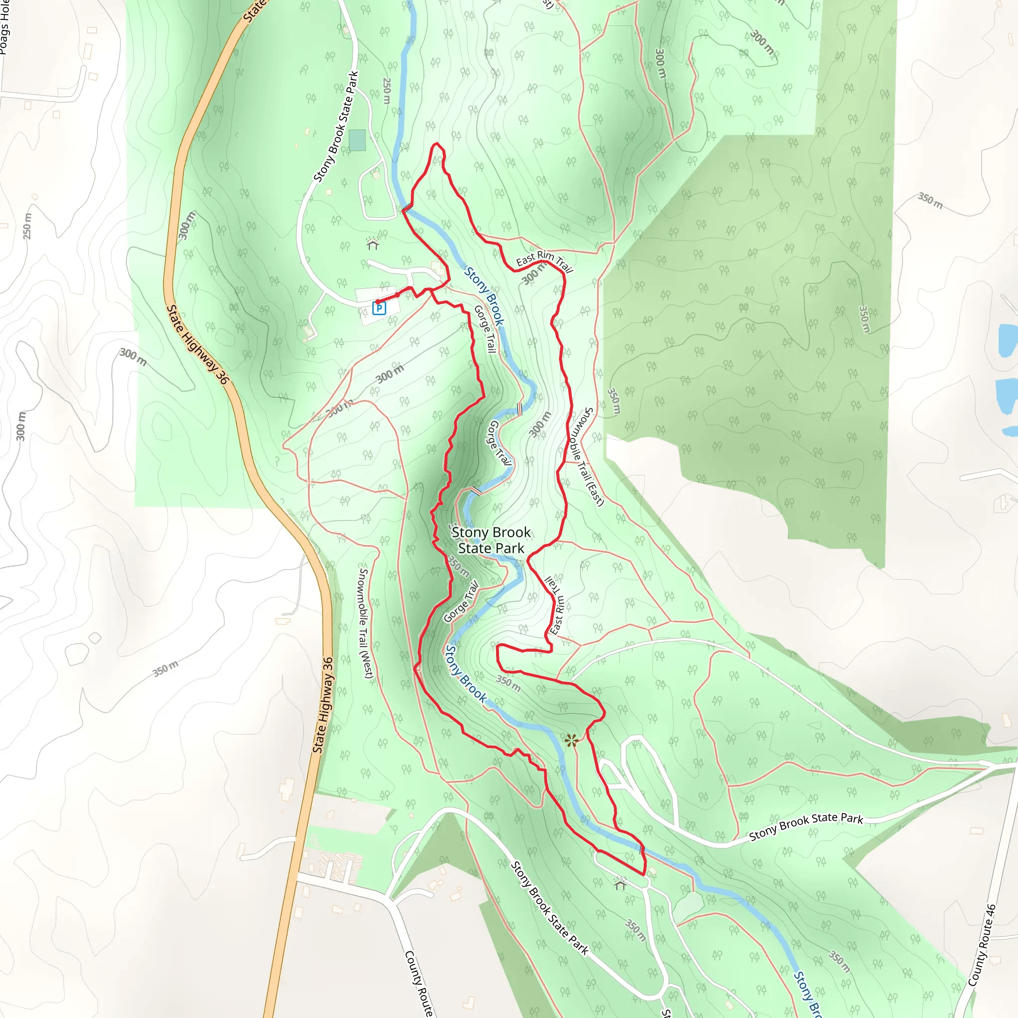 Stony Brook State Park Loop Trail mobile static map