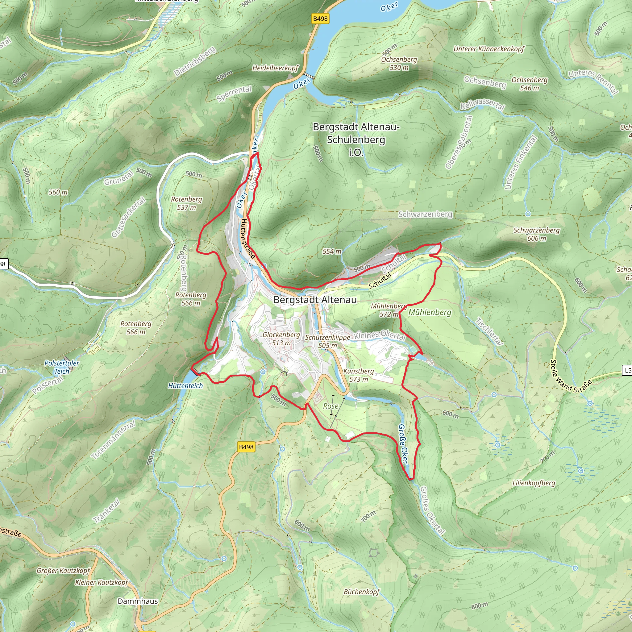 Okerteich and Huettenteich via Altenau Herzweg mobile static map