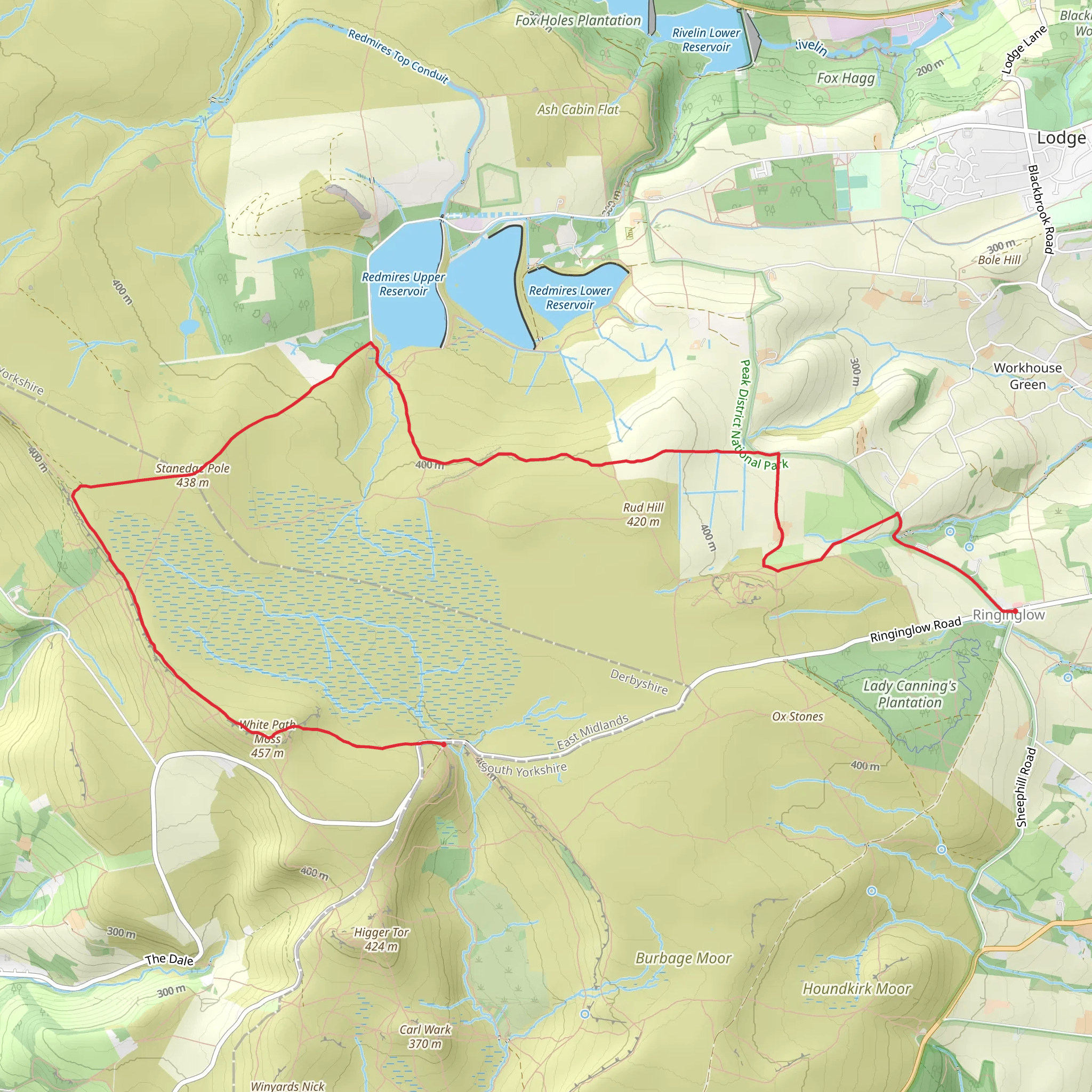 Stanedge Pole and Redmires Upper Reservoir Walk mobile static map