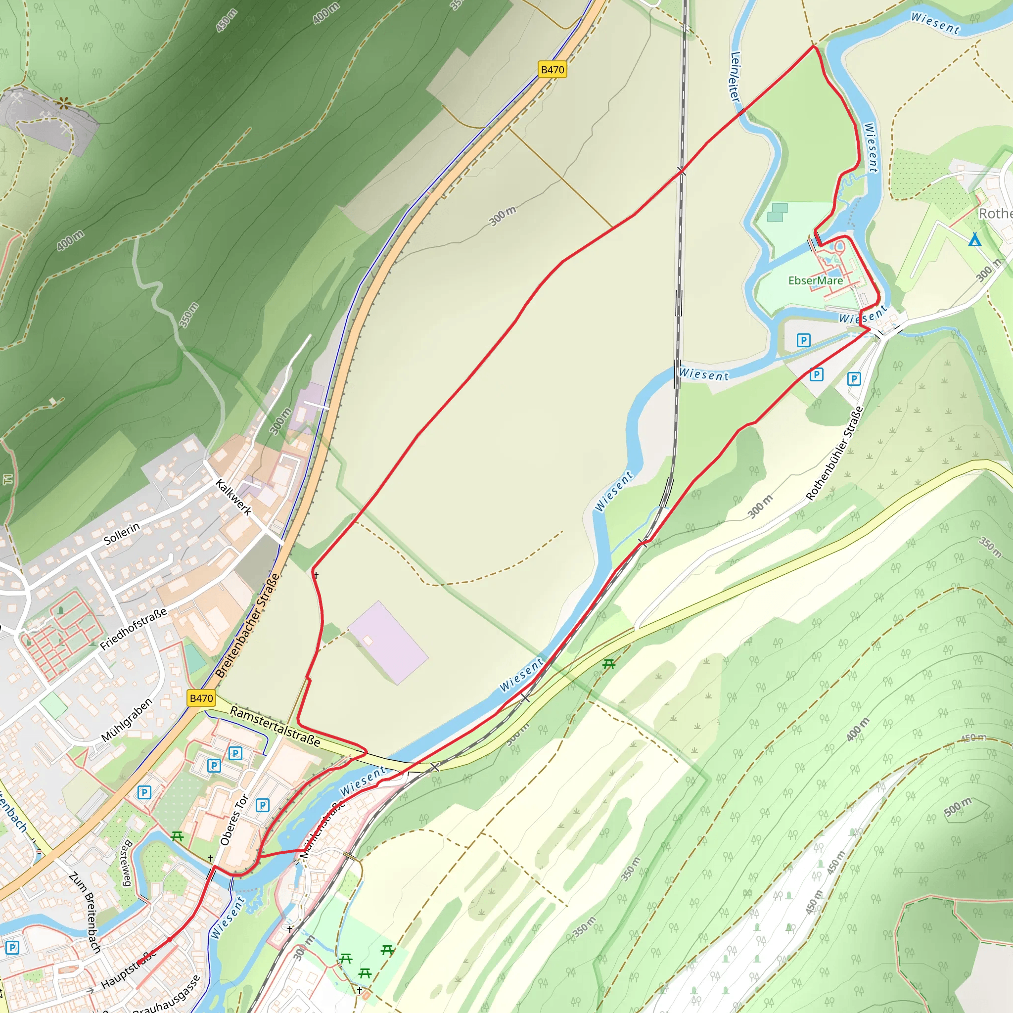 Wiesent Loop via Leinleitertalweg and Ebermannstadt Birkenreuth mobile static map