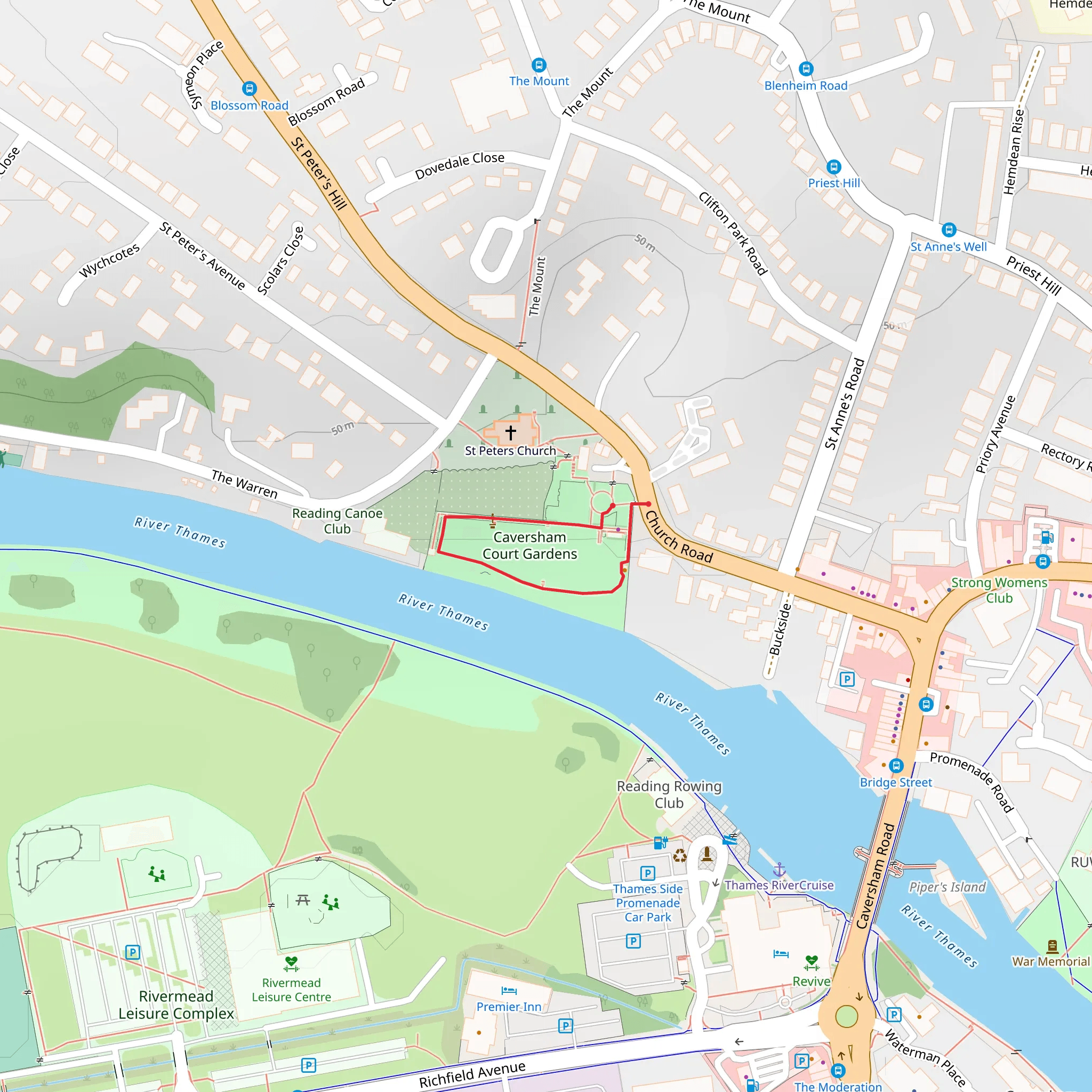 Caversham Court Gardens Loop mobile static map
