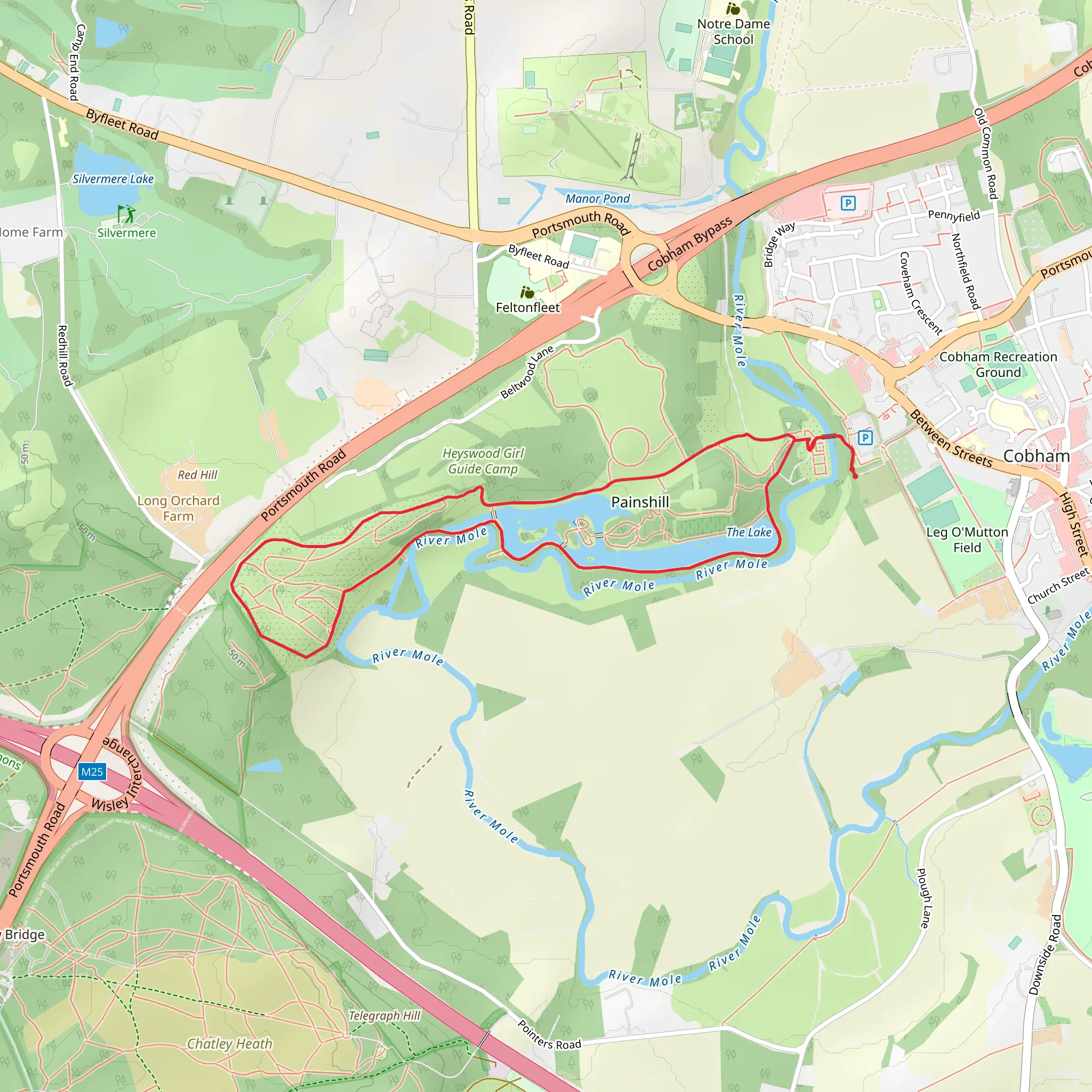 Painshill Park Loop mobile static map