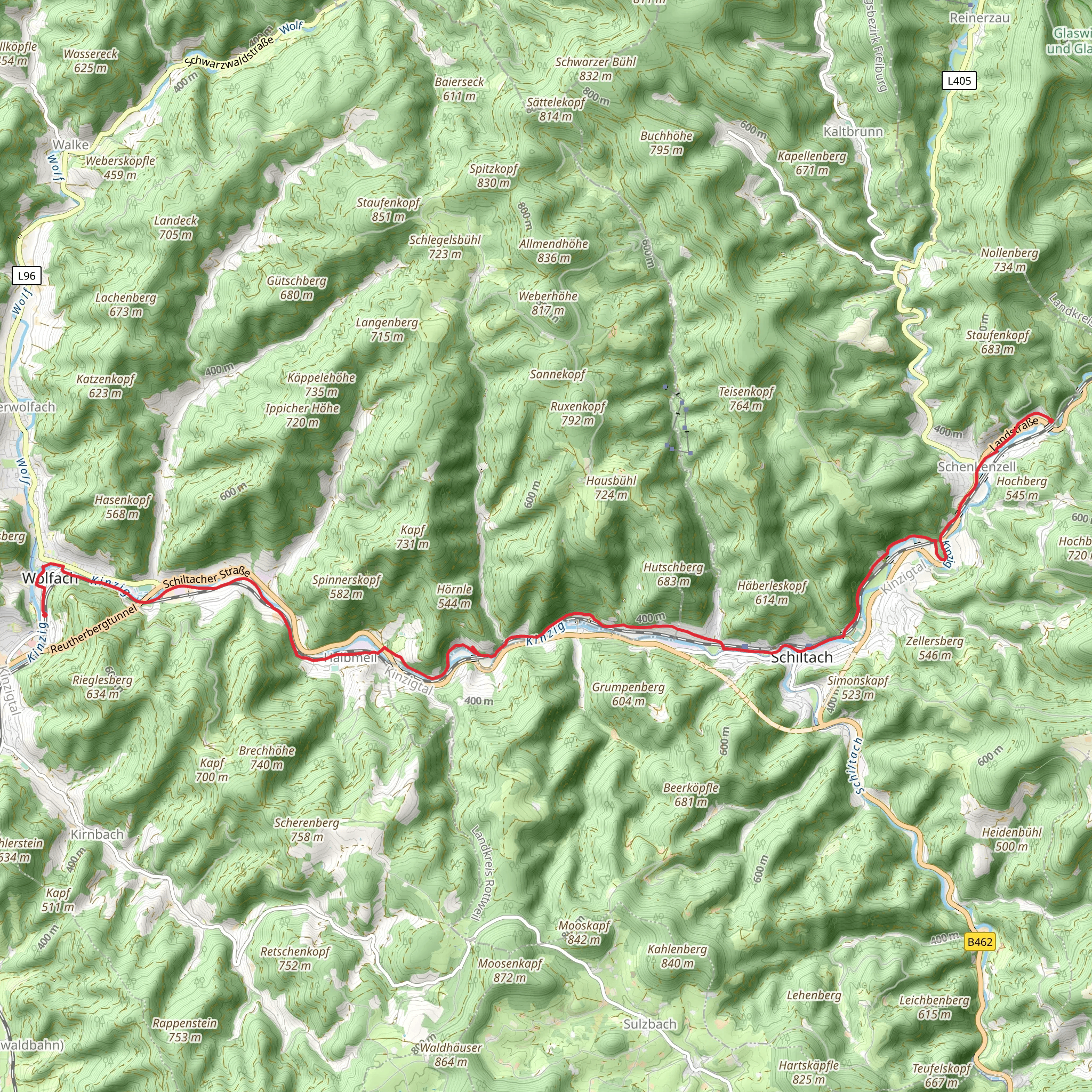 Schenkenzell to Wolfach Walk mobile static map