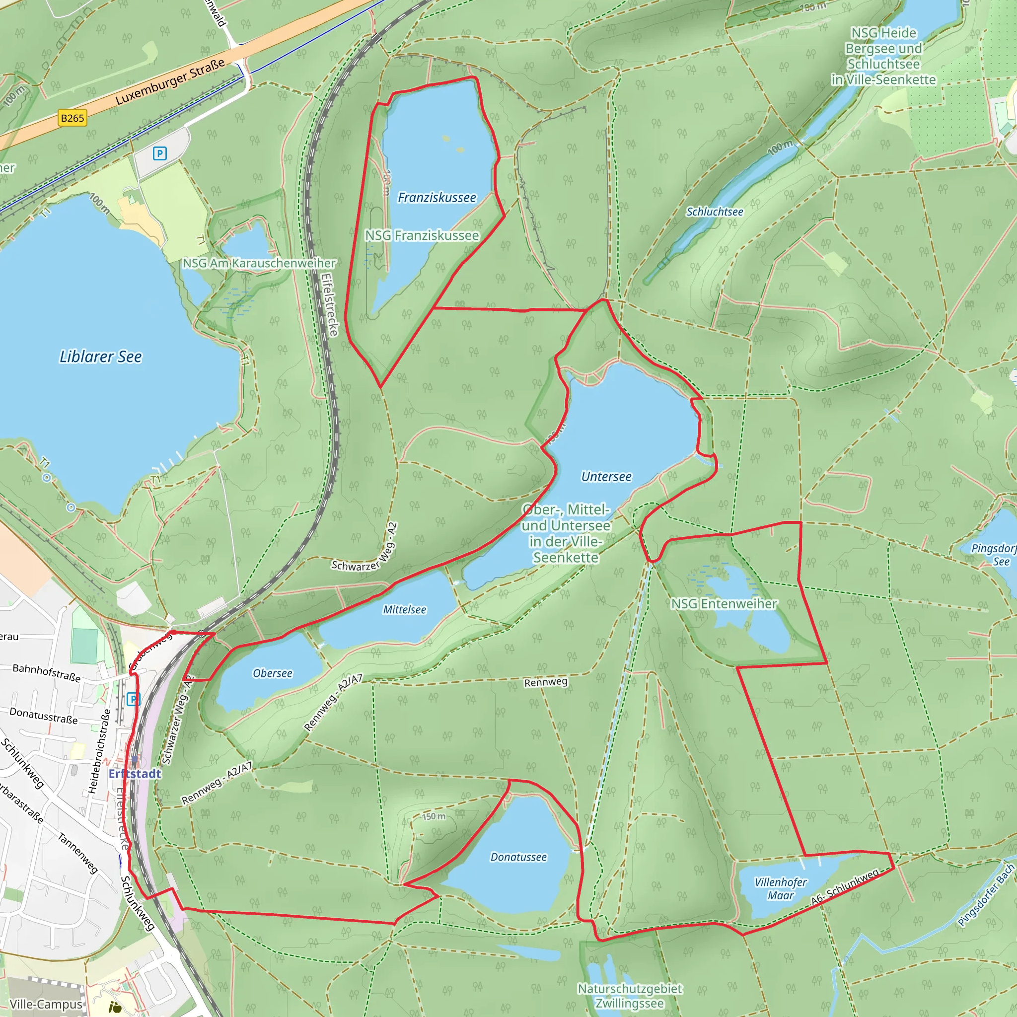 Donatussee, Untersee and Franziskussee via Ville mobile static map
