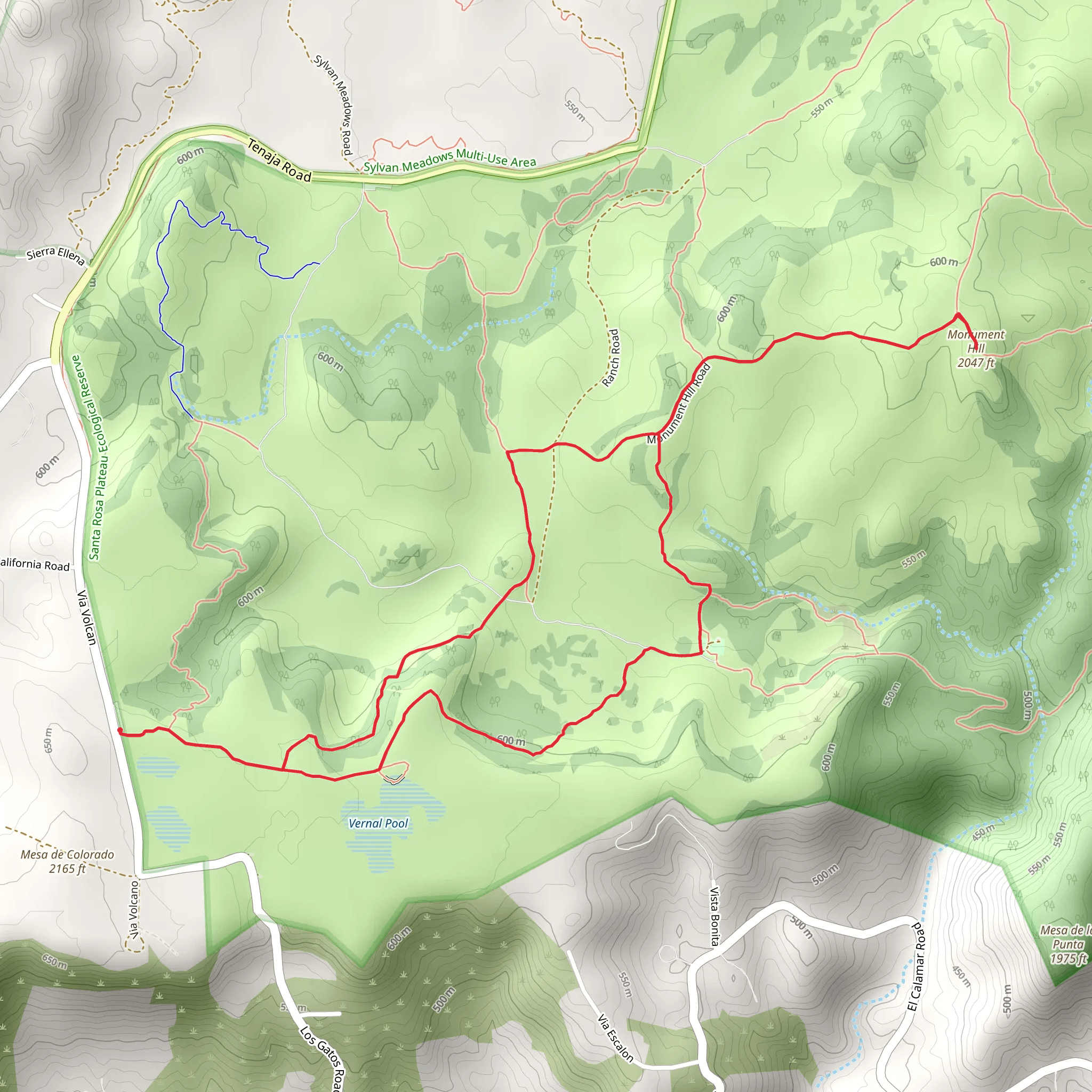Monument Hill - Vernal Pool - Transpreserve - Lomas Trail Loop mobile static map