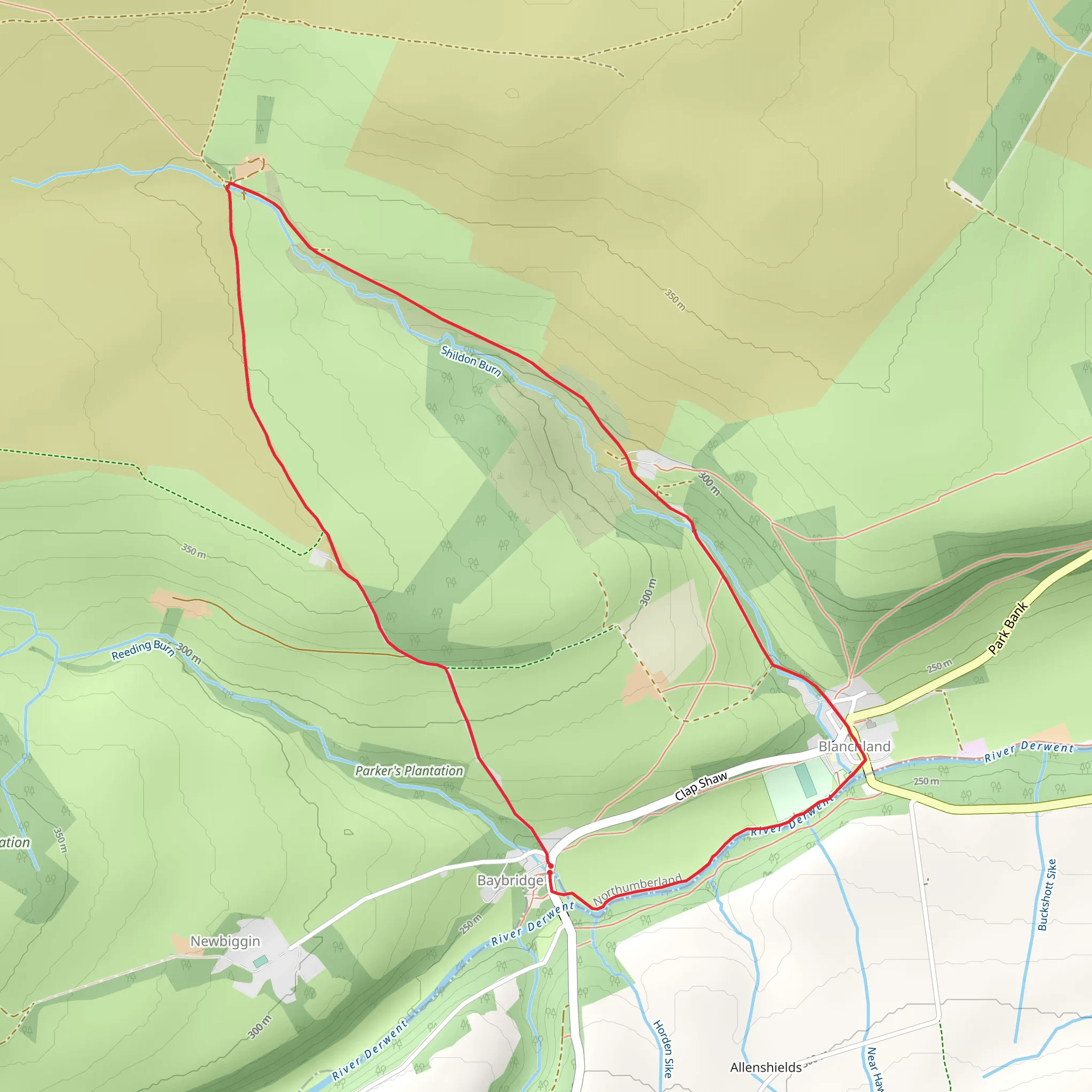 Pennypie and Blanchland from Baybridge mobile static map