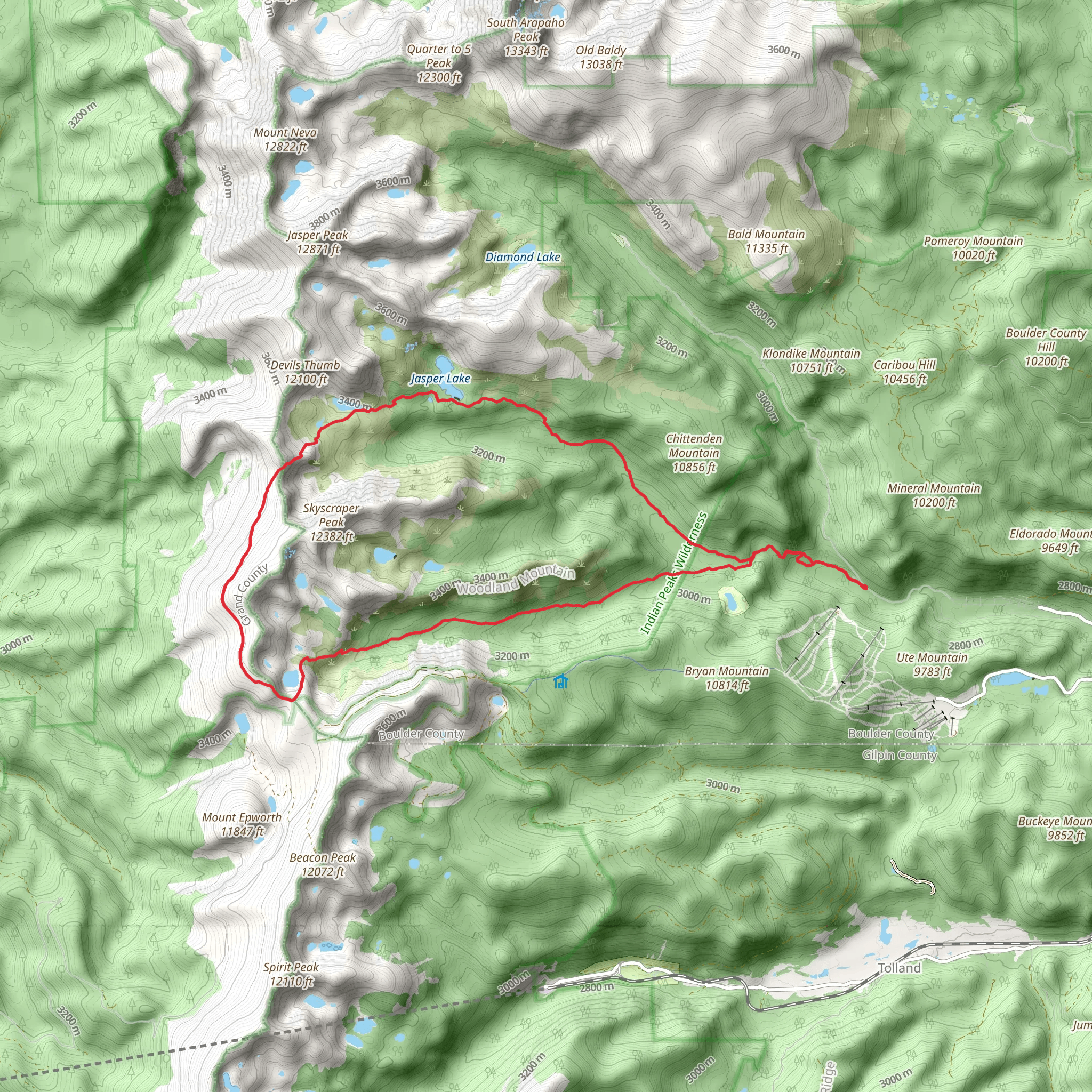 Jasper, Devils Thumb and King Lake Loop mobile static map