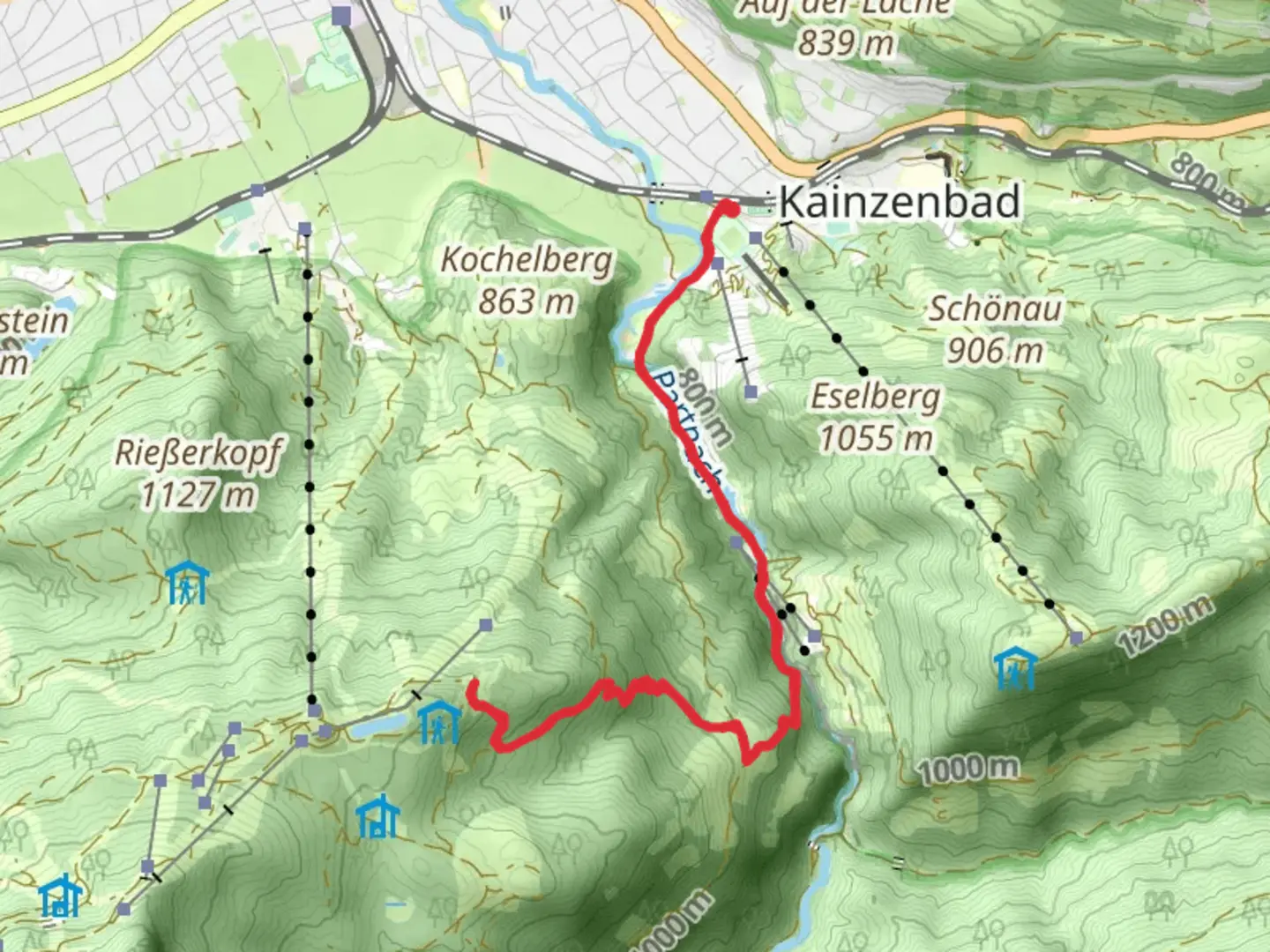 An image depicting the trail Bayernhausabfahrt Walk - Kainzenbad and its surrounding area.