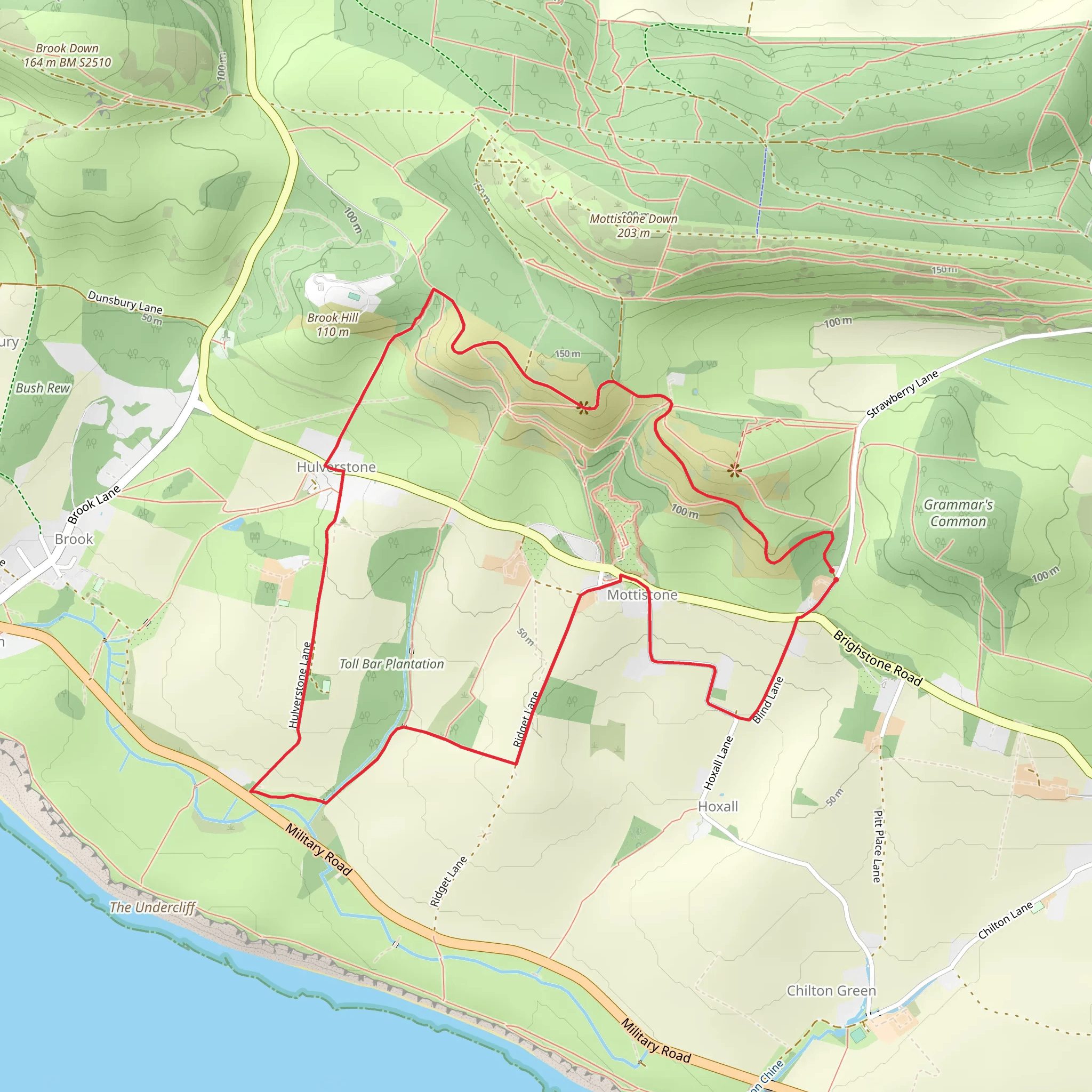 Hulverstone and Mottistone Loop mobile static map