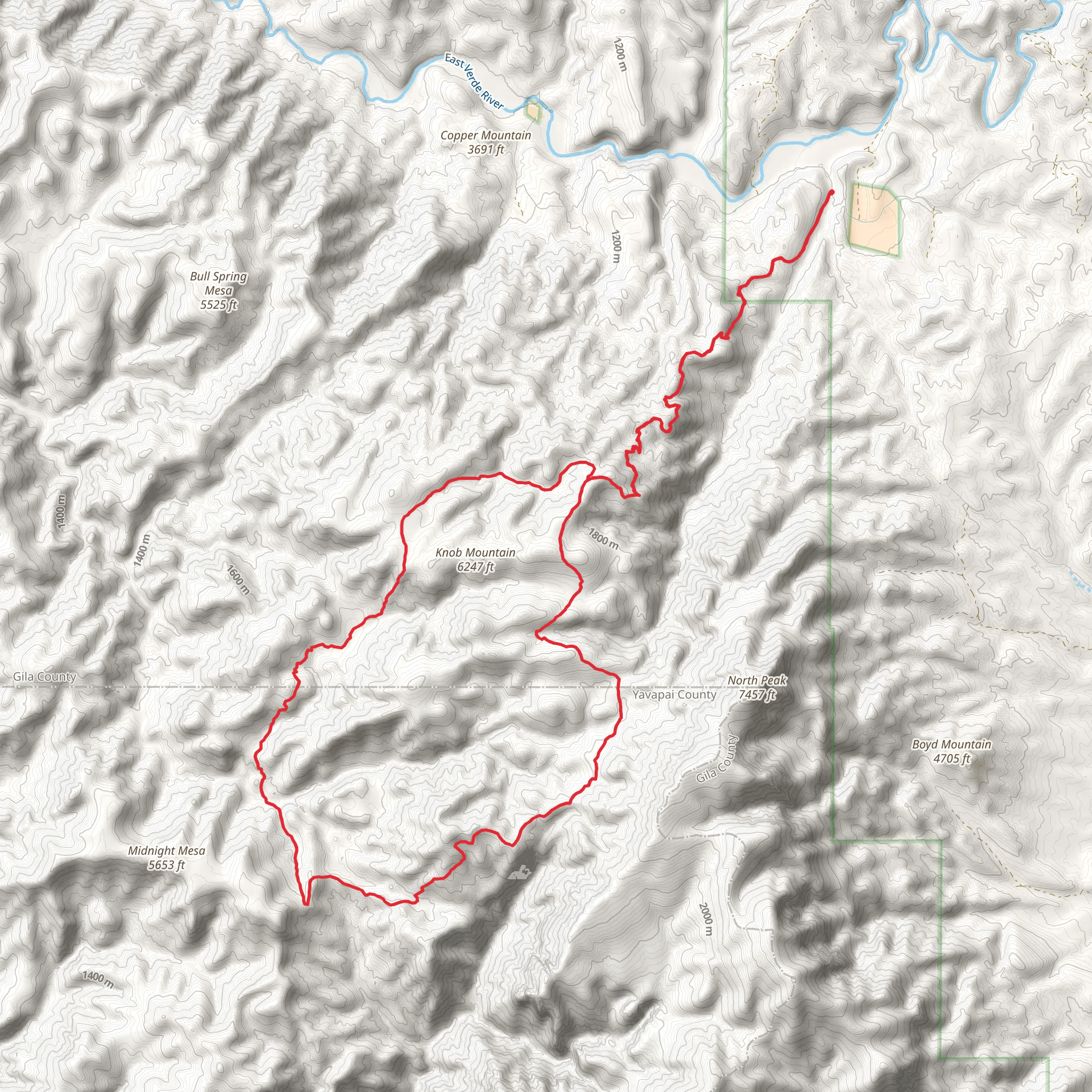Midnight and Arizona Loop via Mazatzal Divide Trail mobile static map