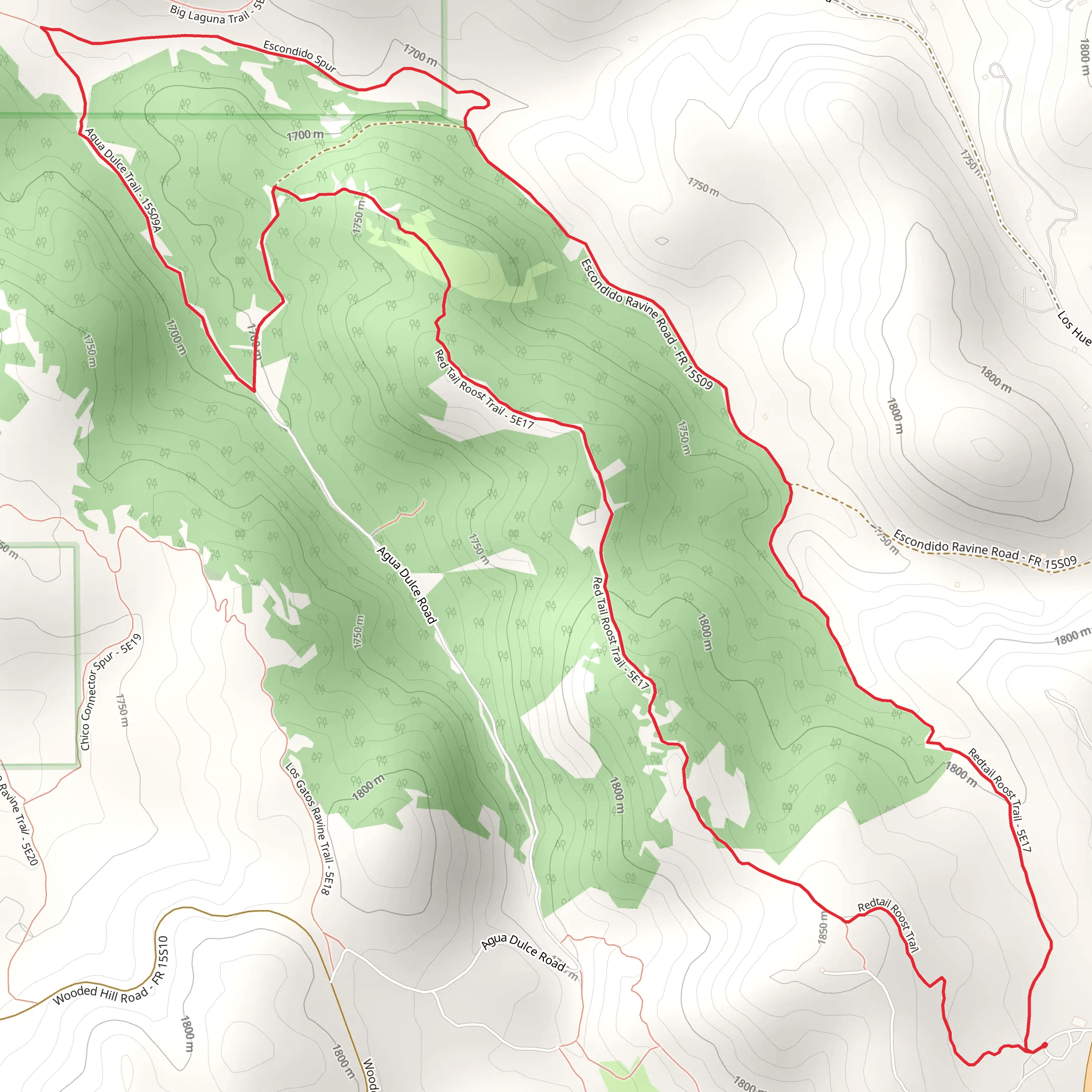 Redtail Roost and Agua Dulce Loop Trail mobile static map