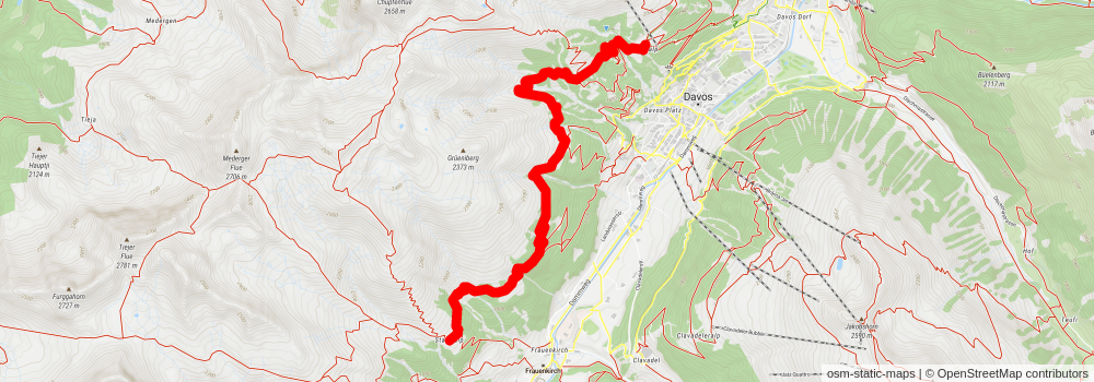 Davos Glaris to Schatzalp Trail stage 2 Map