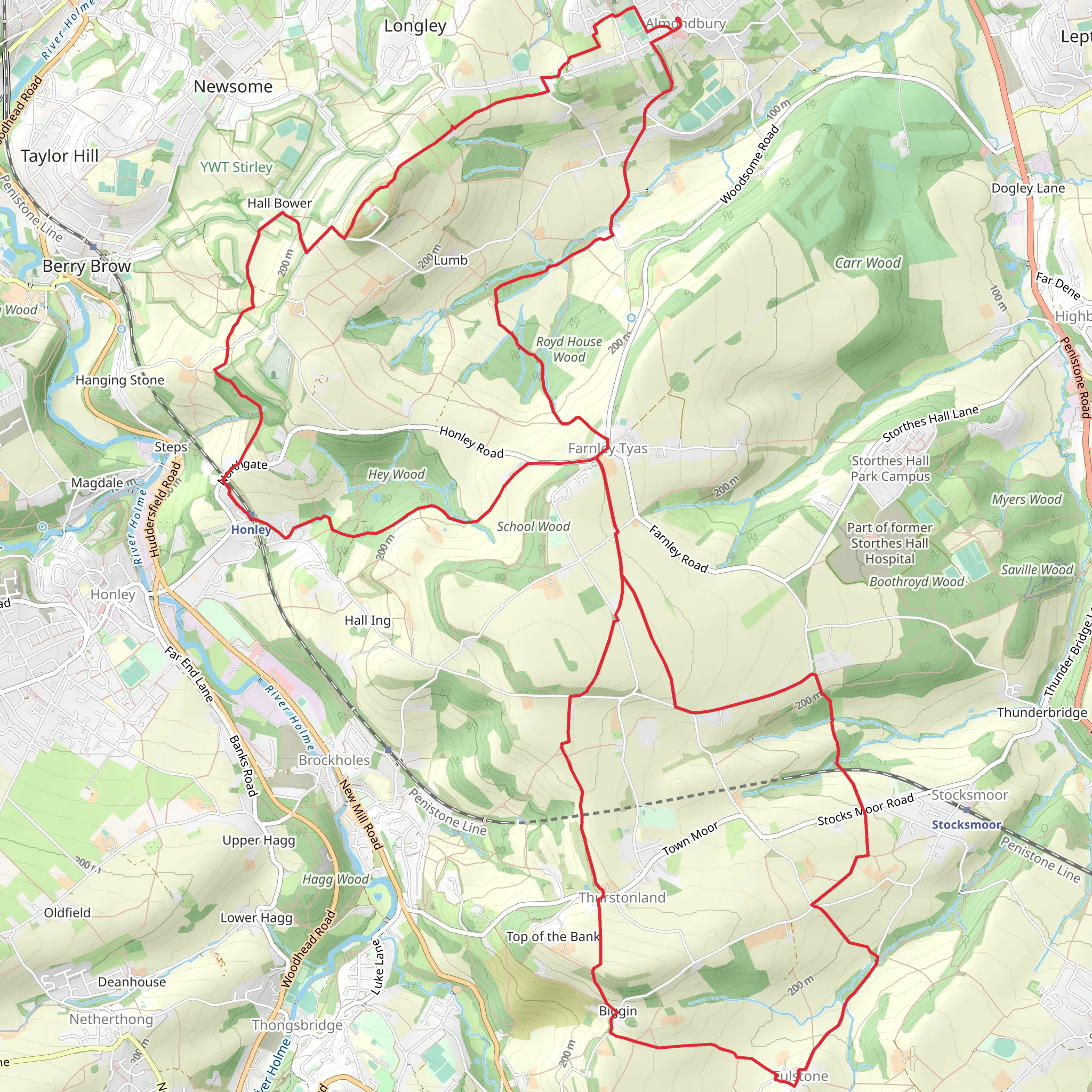 Castle Hill and Farnley Tyas Loop mobile static map