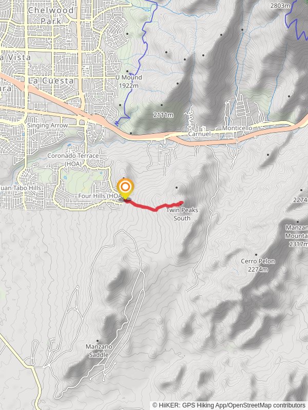 Twin Peaks Out and Back mobile static map