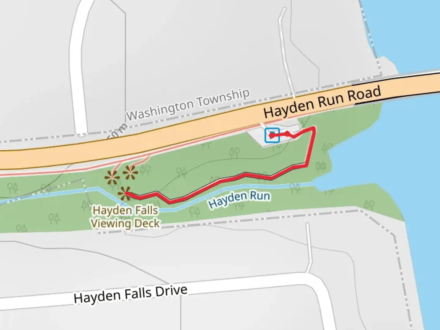 An image depicting the trail Hayden Run and its surrounding area.